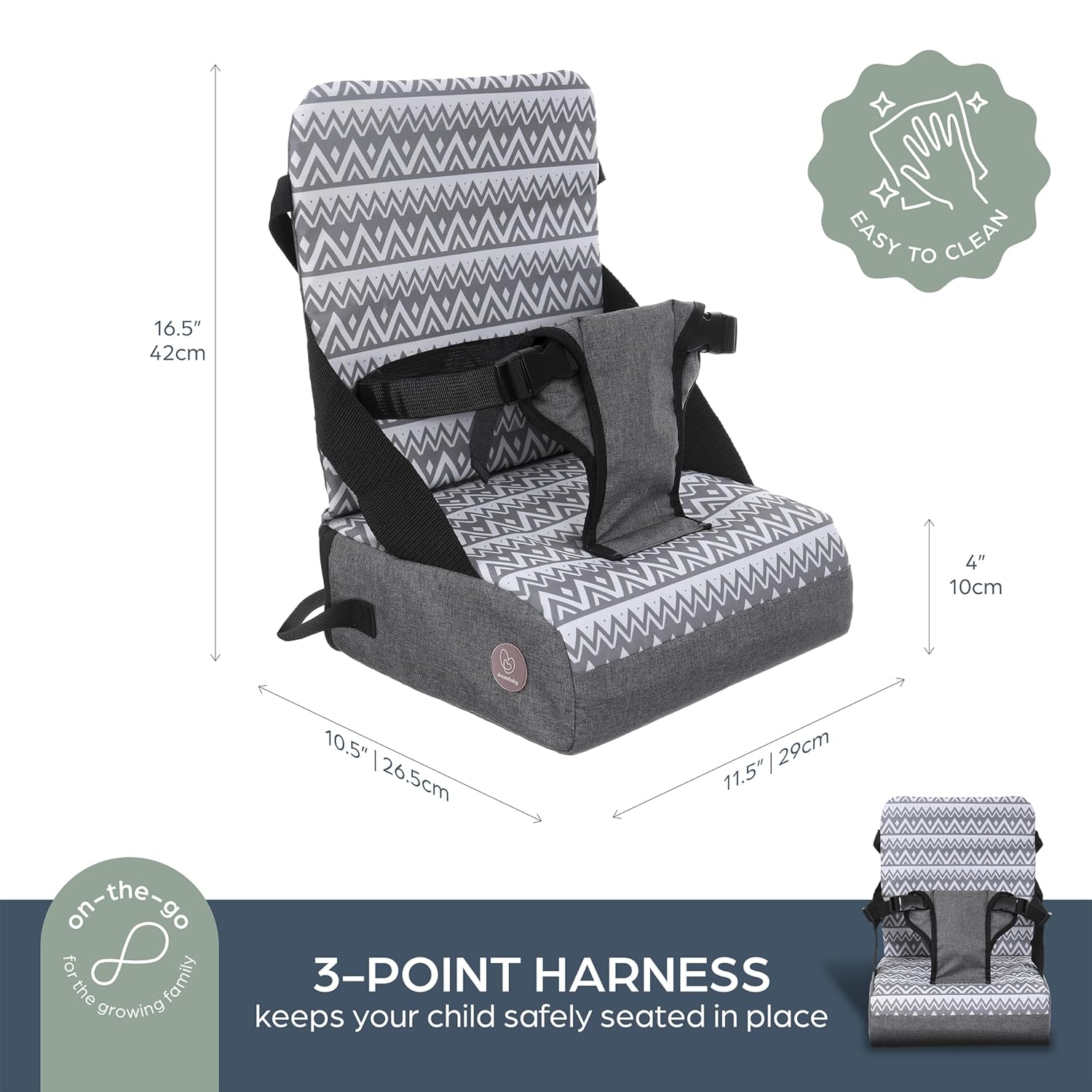 Dreambaby Grab N Go Travel Booster Seat with Storage Grey