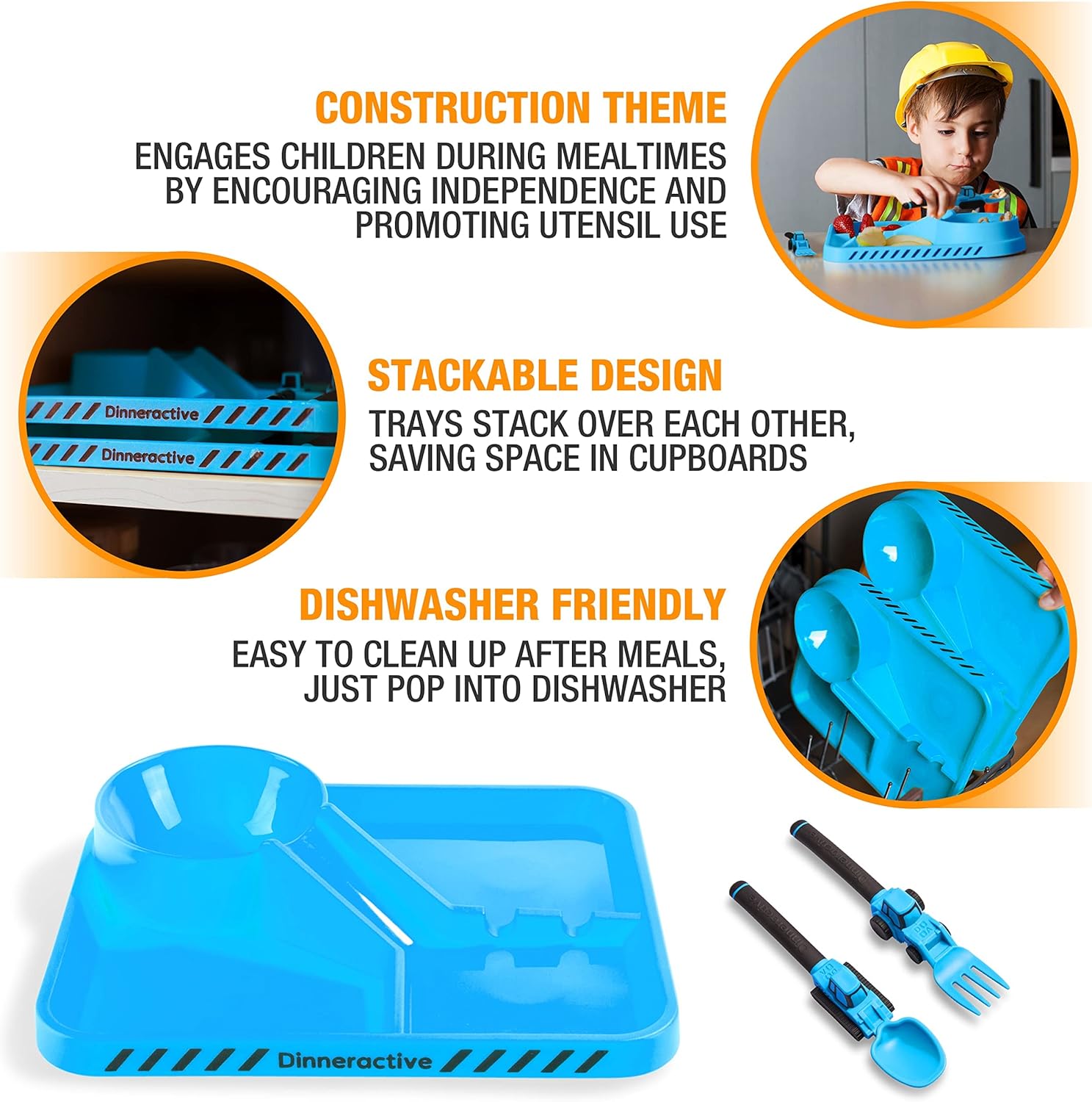 Dinneractive Construction Theme Kid Plate Set