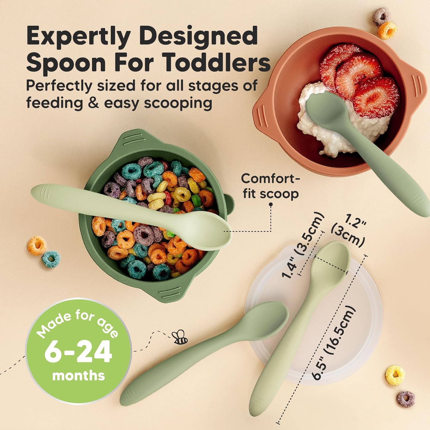 KeaBabies 3-Pack Silicone Baby Spoons for Self-Feeding 1