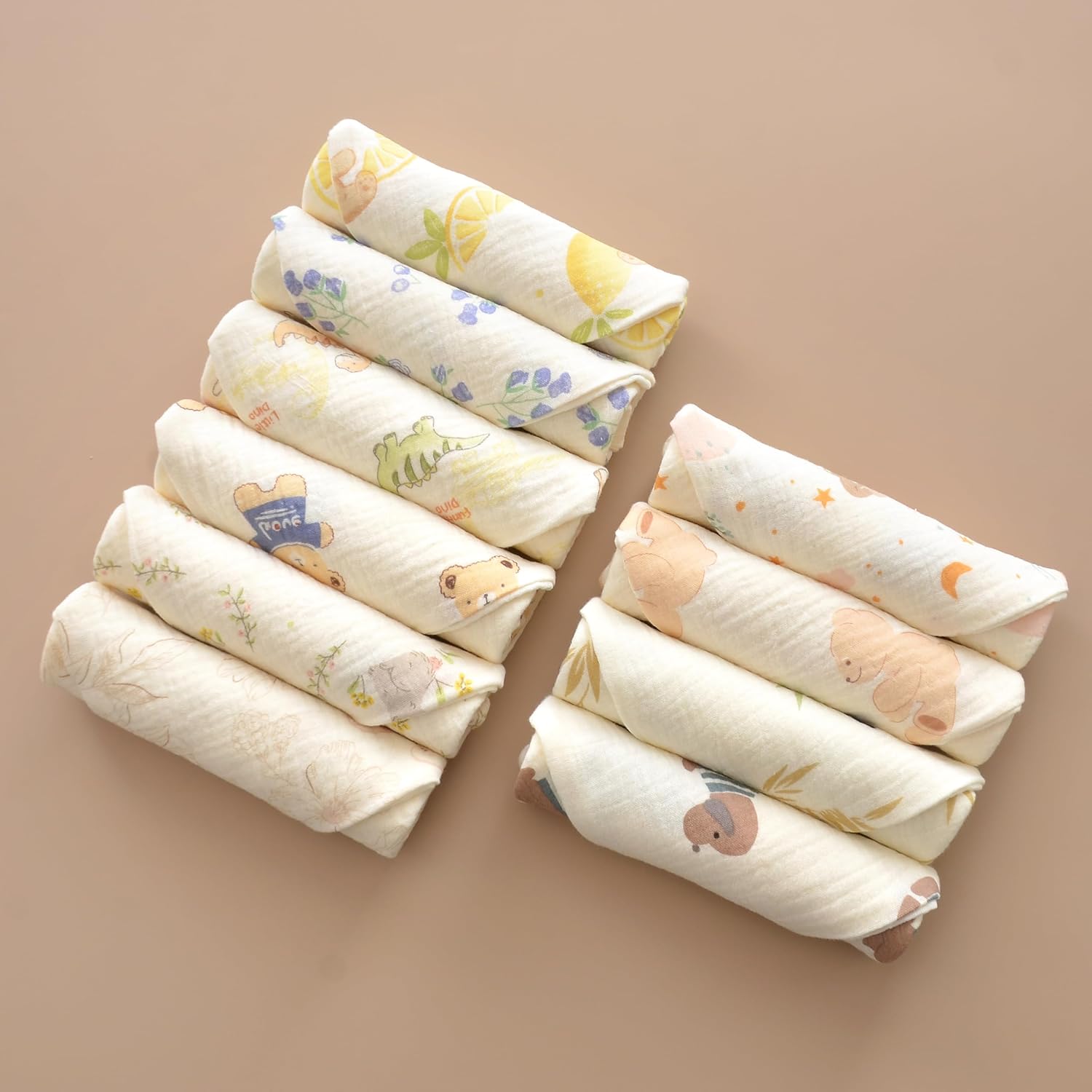 VIVANA Baby Washcloths with Animal Patterns 10 Pack