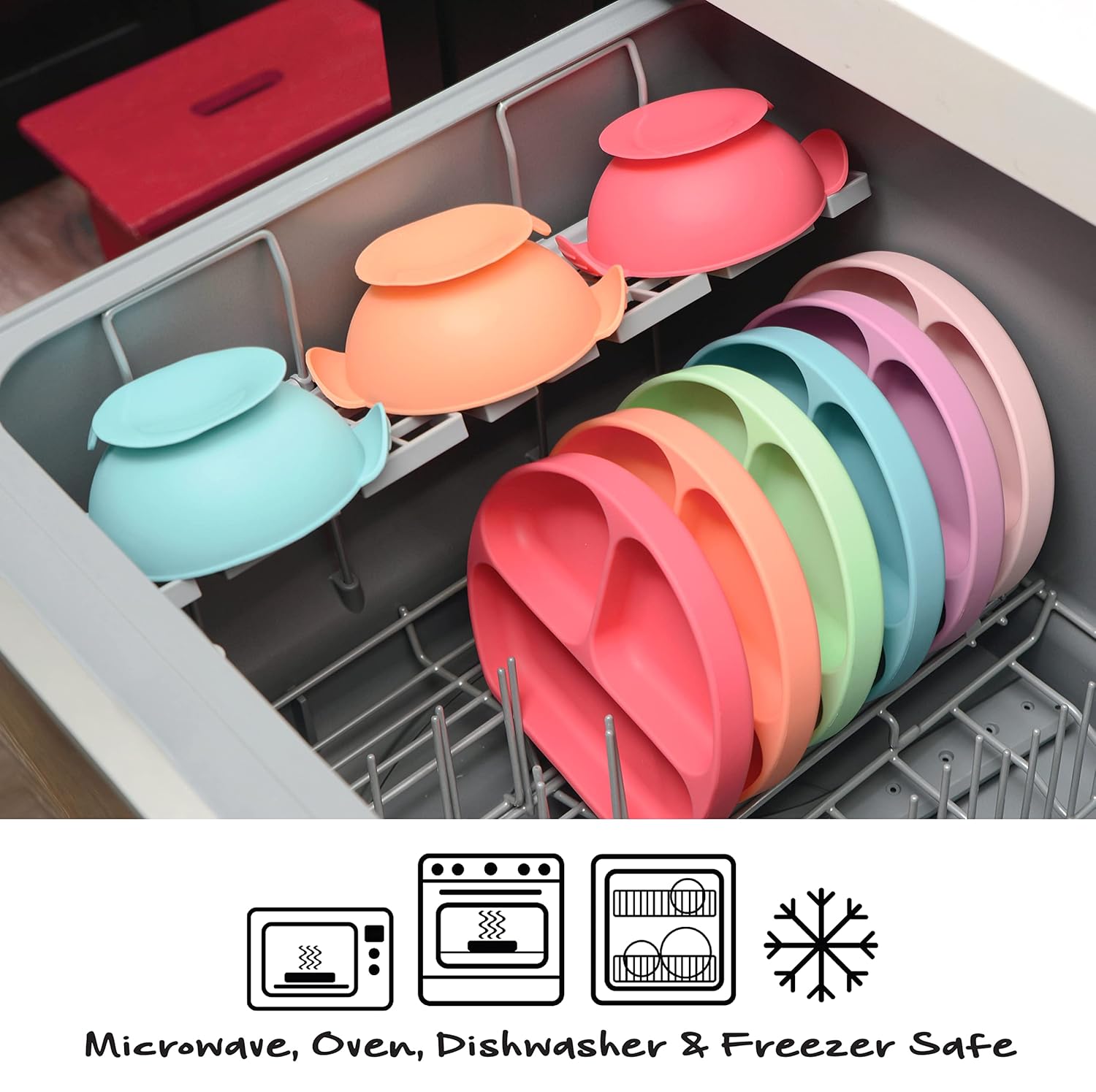 PrimaStella Unbreakable Silicone Bowl and Chew Spoon Set for Babies Toddlers Blue