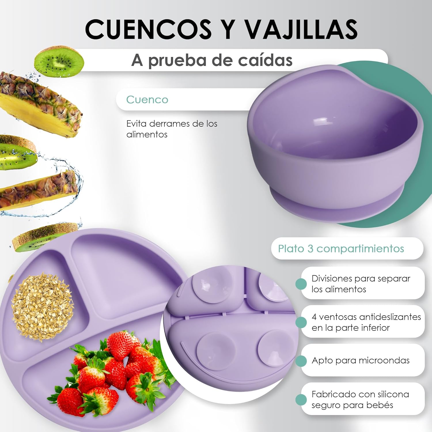 Bluet B Silicone Baby Feeding Set - 8pcs Purple