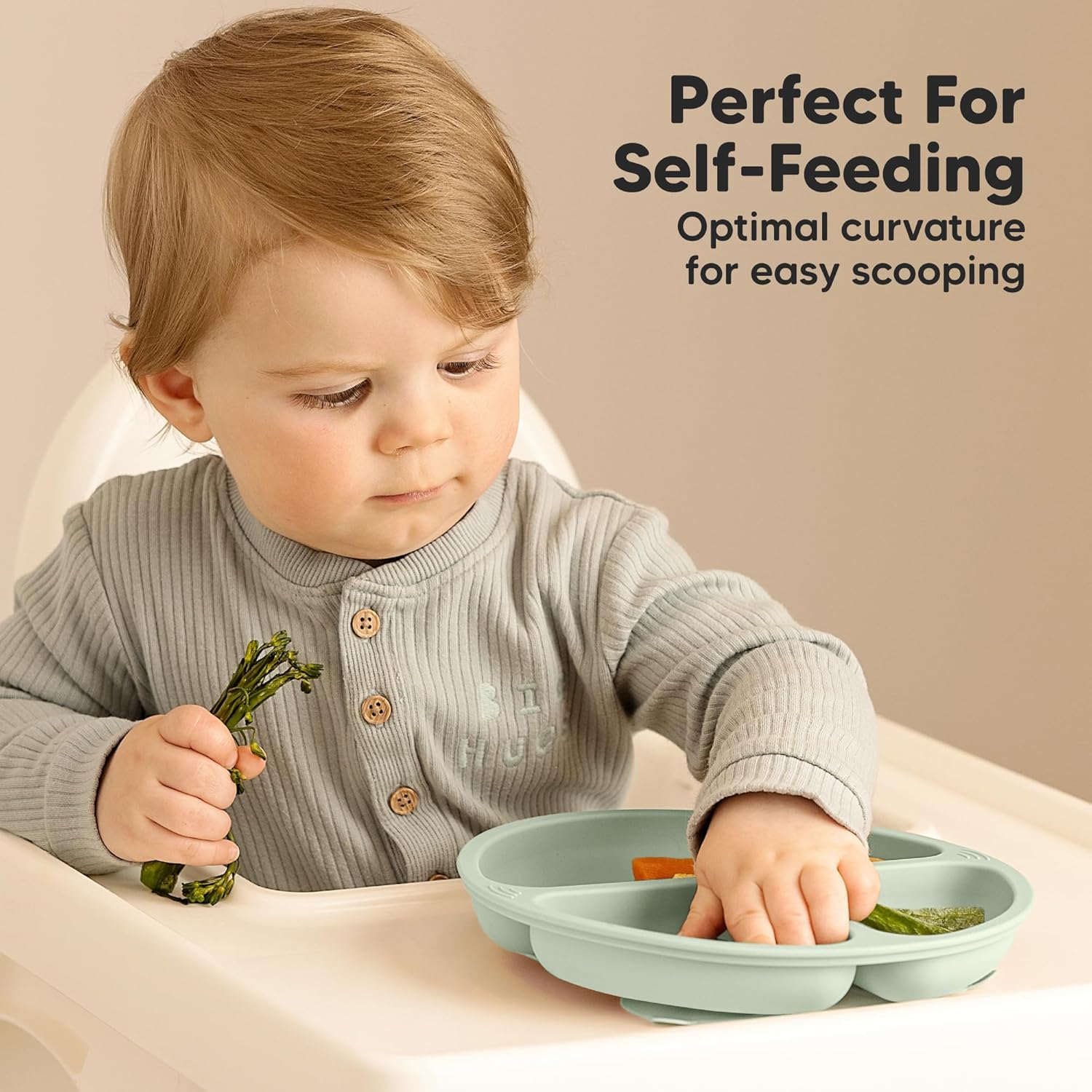 KeaBabies Suction Plates - 3-Pack BPA-Free Toddler Plates with Strong Grip