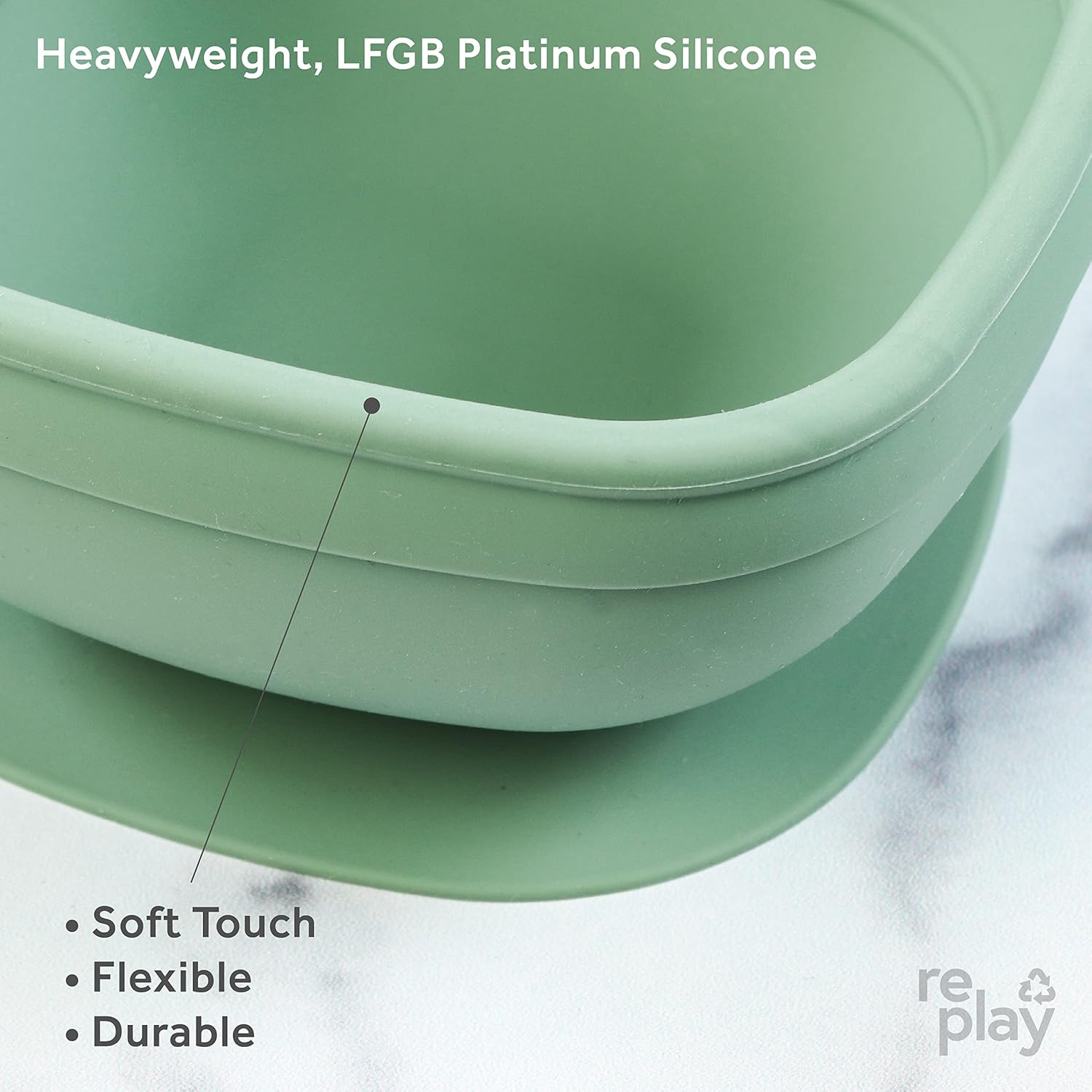 Re-Play Sustainables Silicone Suction Bowl - 11 oz Sage