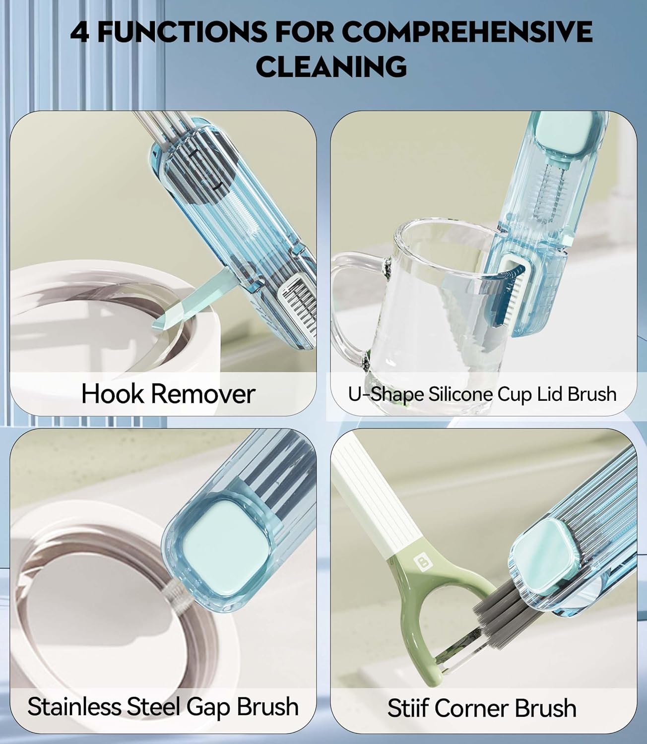 4 in 1 Bottle Gap Cleaning Brush - 2 PCS Multifunctional Cleaning Tool
