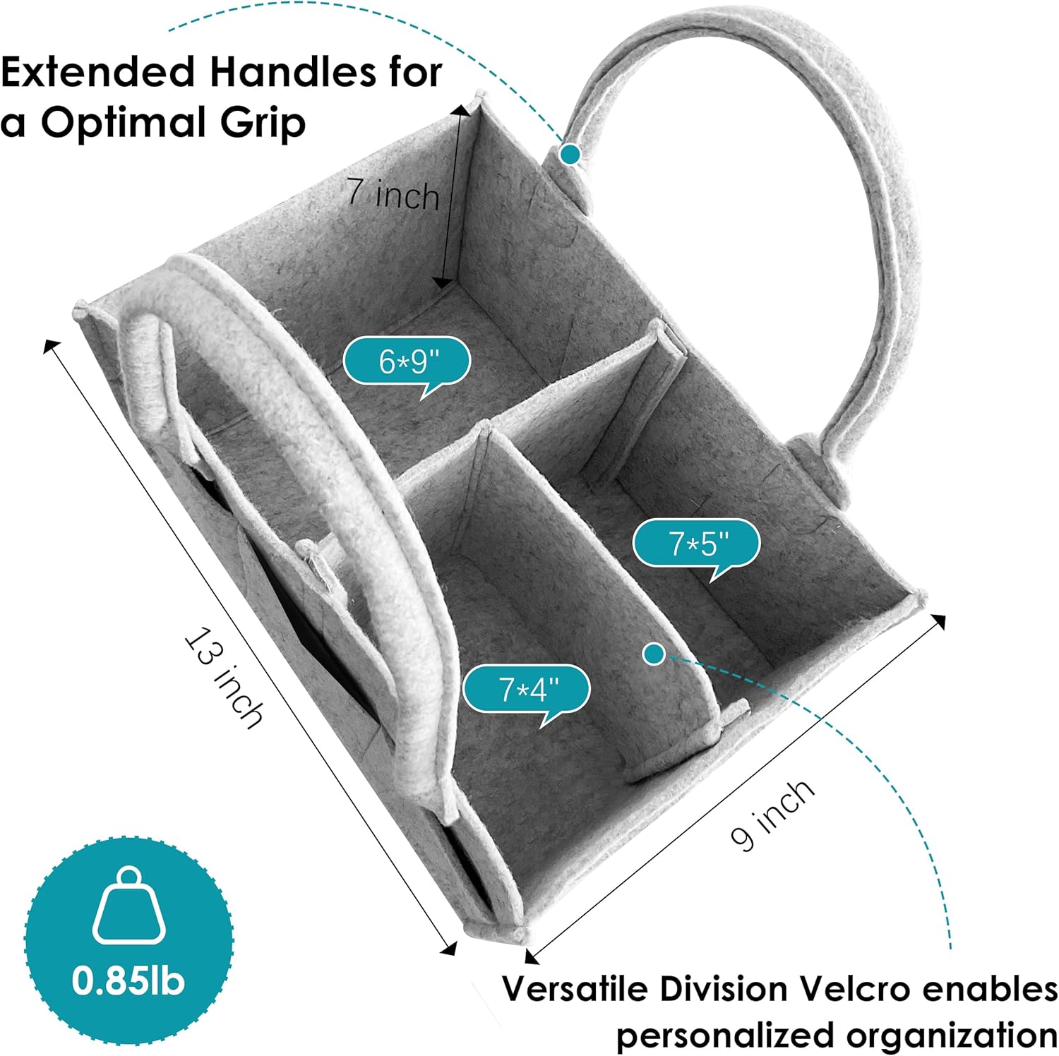Cute Castle 2 Pack Diaper Caddy Organizer - Grey 1