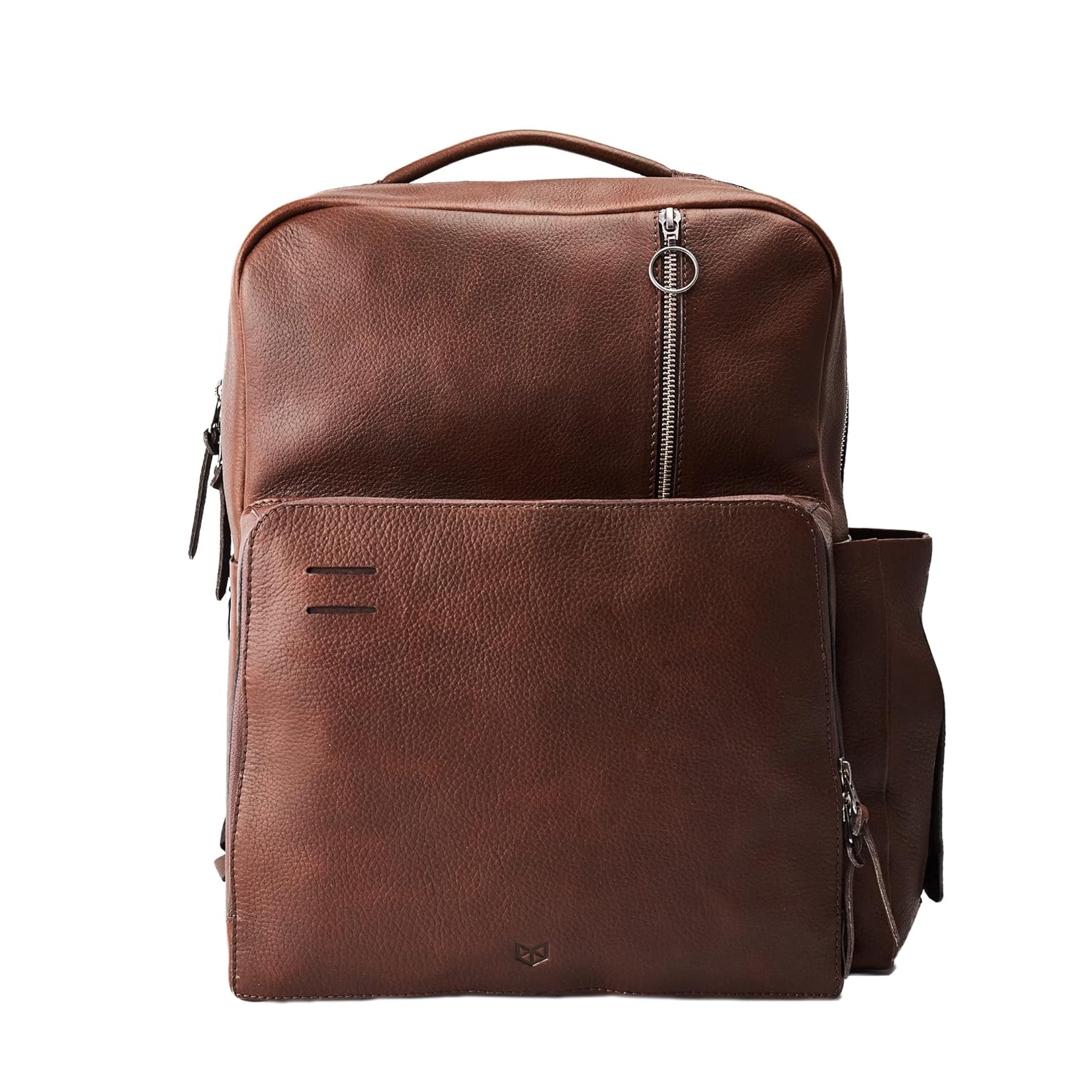 Brown Leather Diaper Bag Backpack with Changing Pad