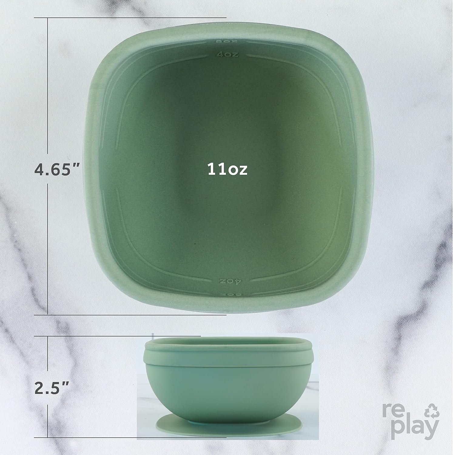 Re-Play Sustainables Silicone Suction Bowl - 11 oz Sage