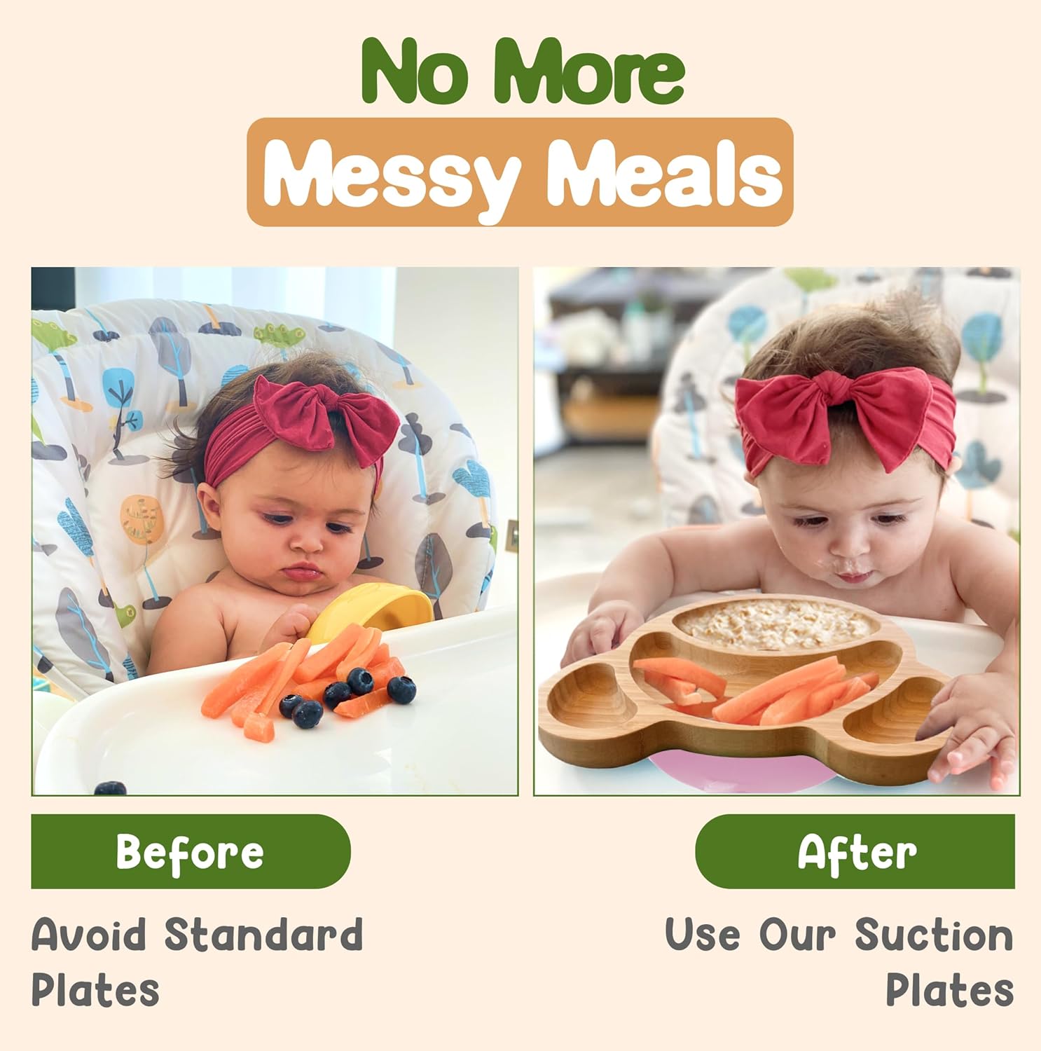 Bamboo Plates For Kids Pink Bear Design