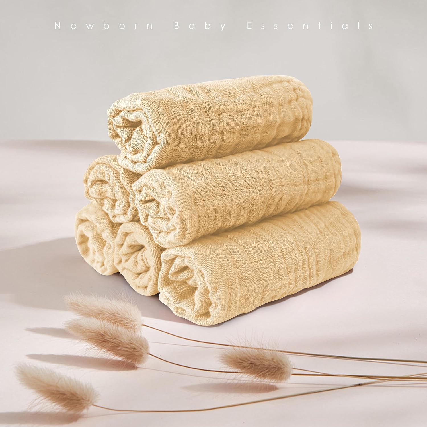 MOON PARK 12 Pack Washcloths - 12x12 Inches Ultra Soft 100 Cotton Muslin