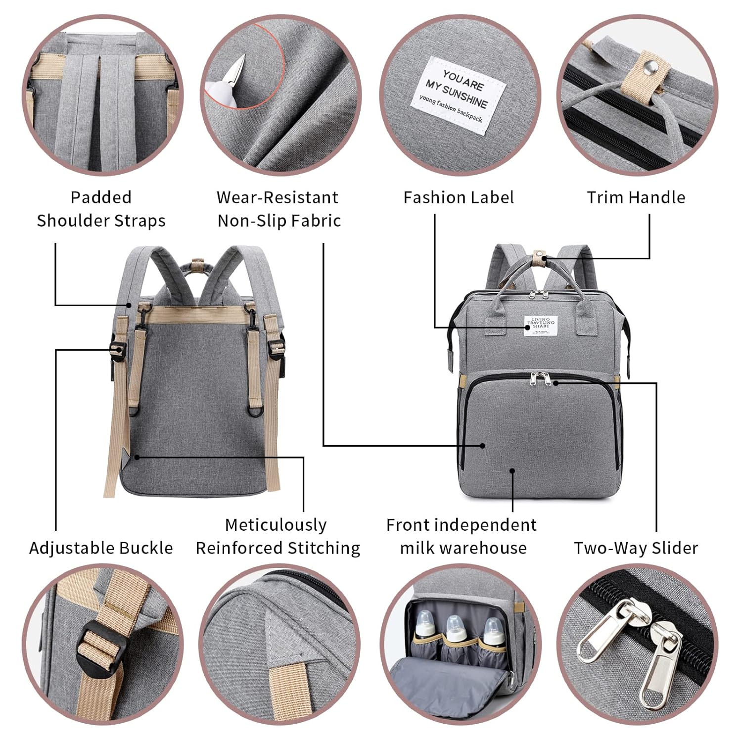 UIDMEN 3 in 1 Diaper Bag Backpack with Changing Station