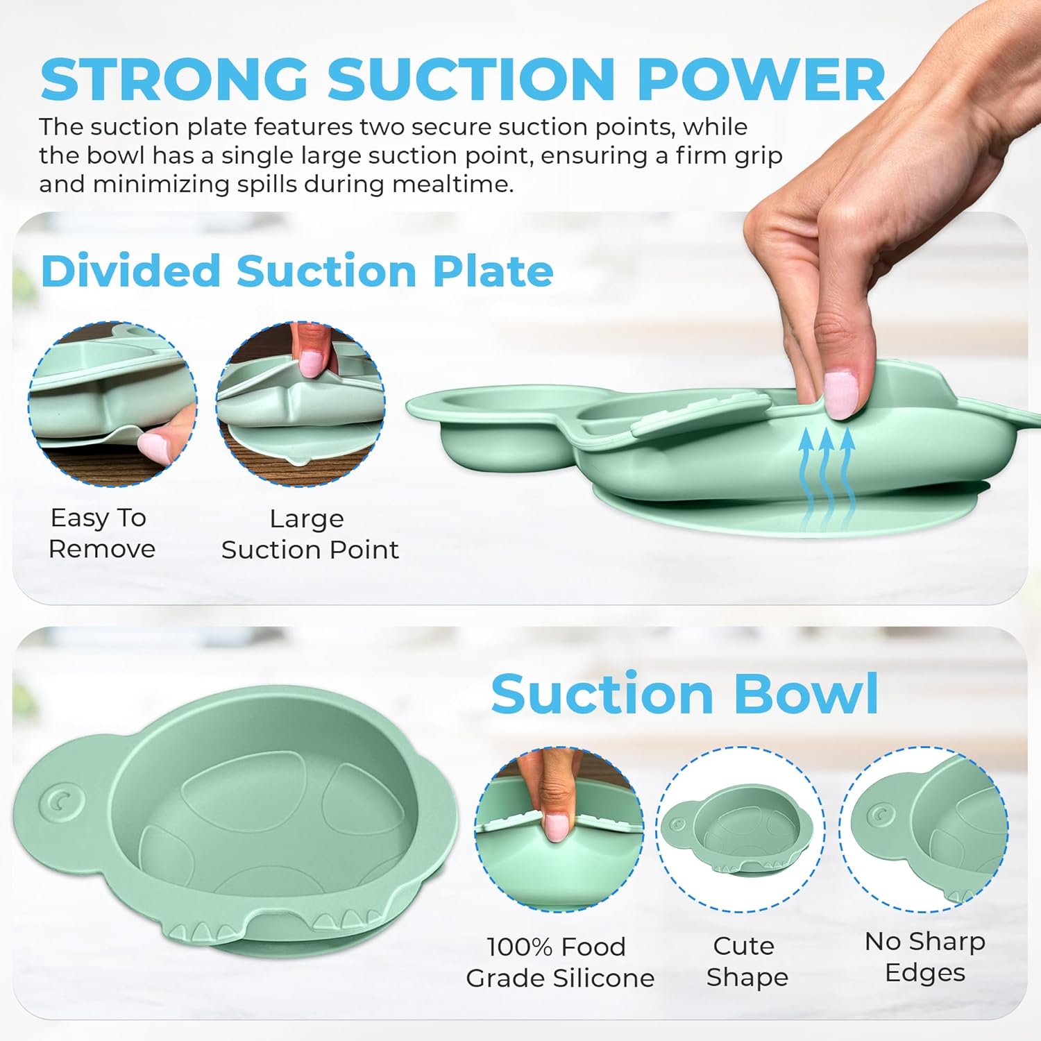 DELICADOU 9-Piece Baby Led Weaning Set with Turtle Shape