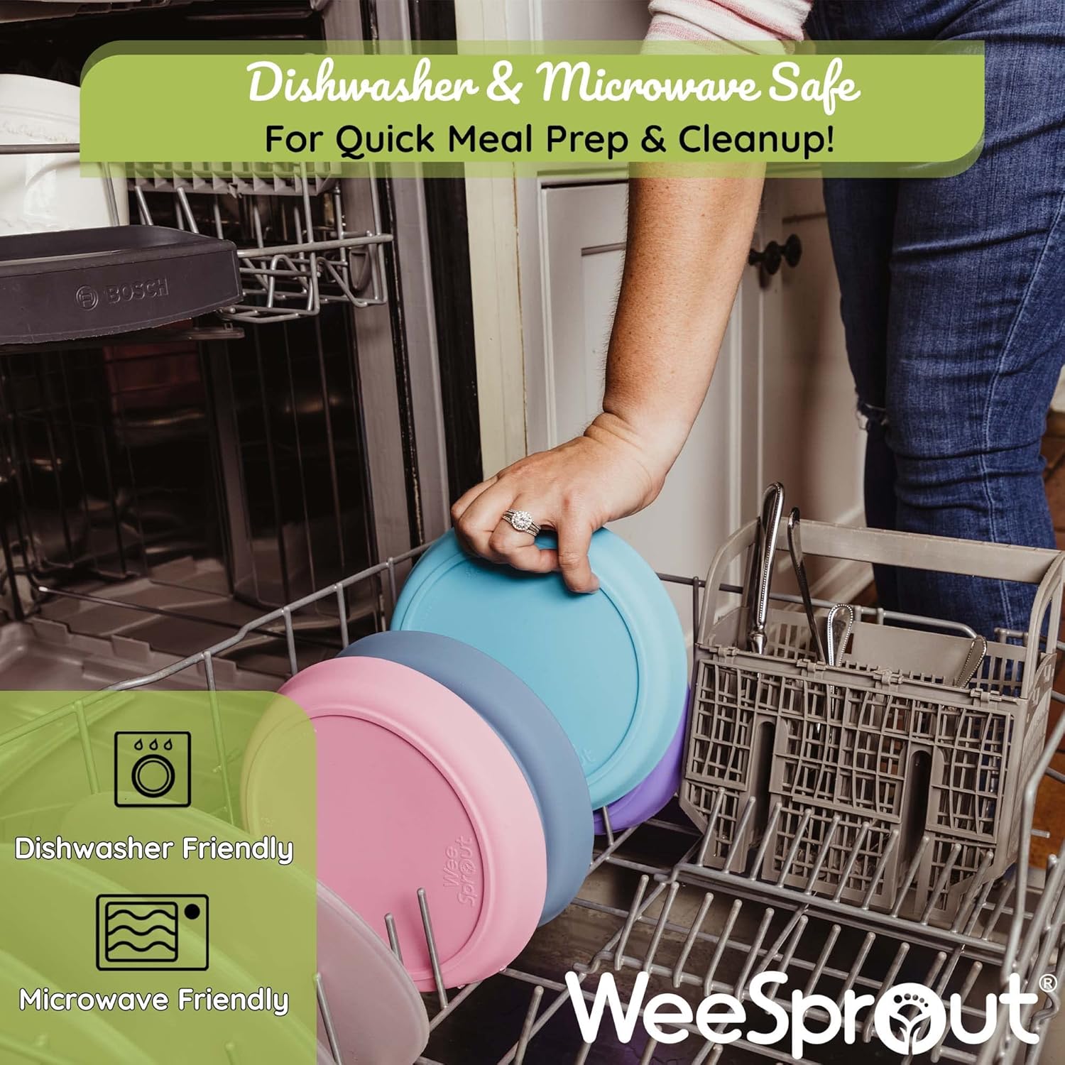 WeeSprout Toddler Plates with Lids 3 Pack