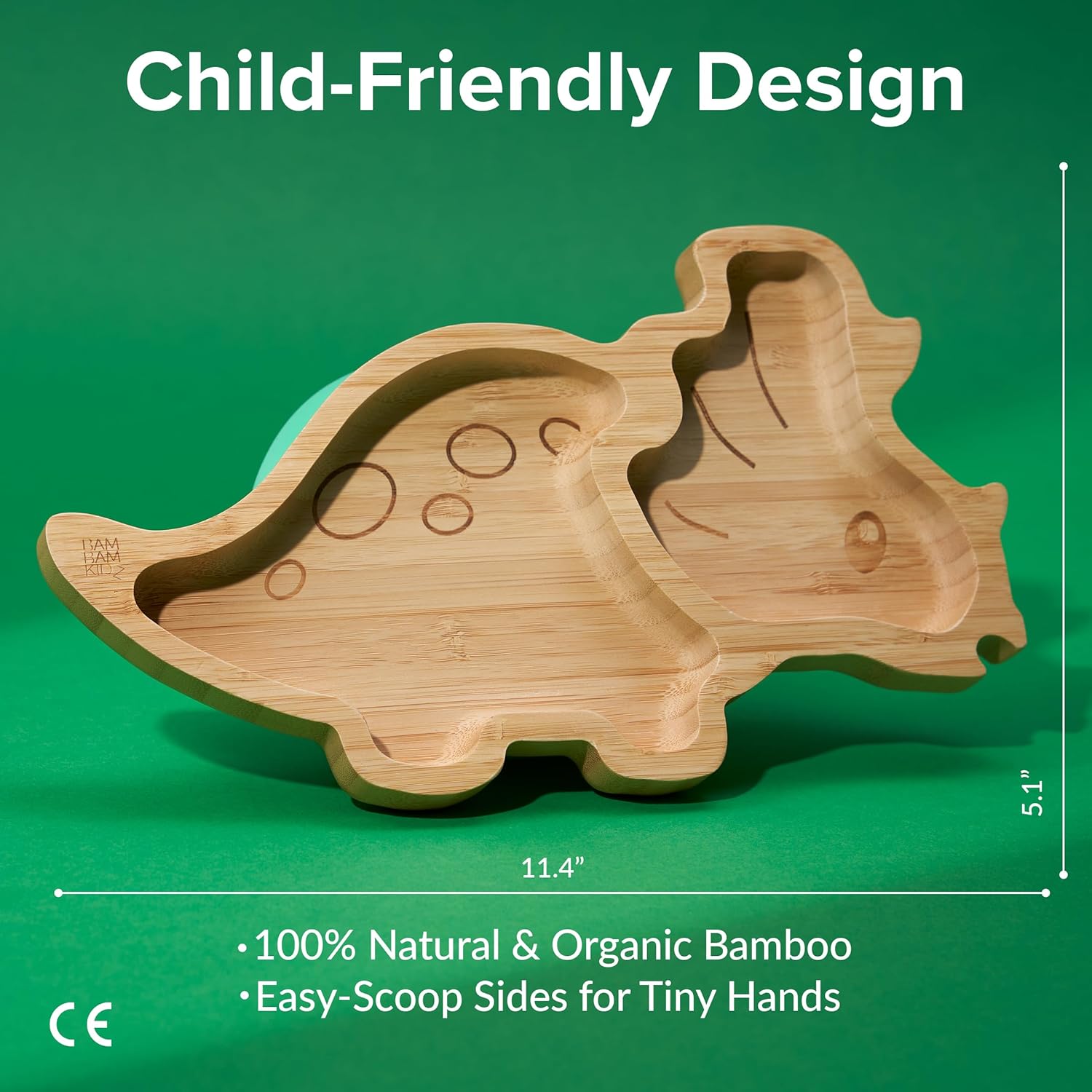 Bamboo Divided Suction Plates for Baby - Dinosaur 1
