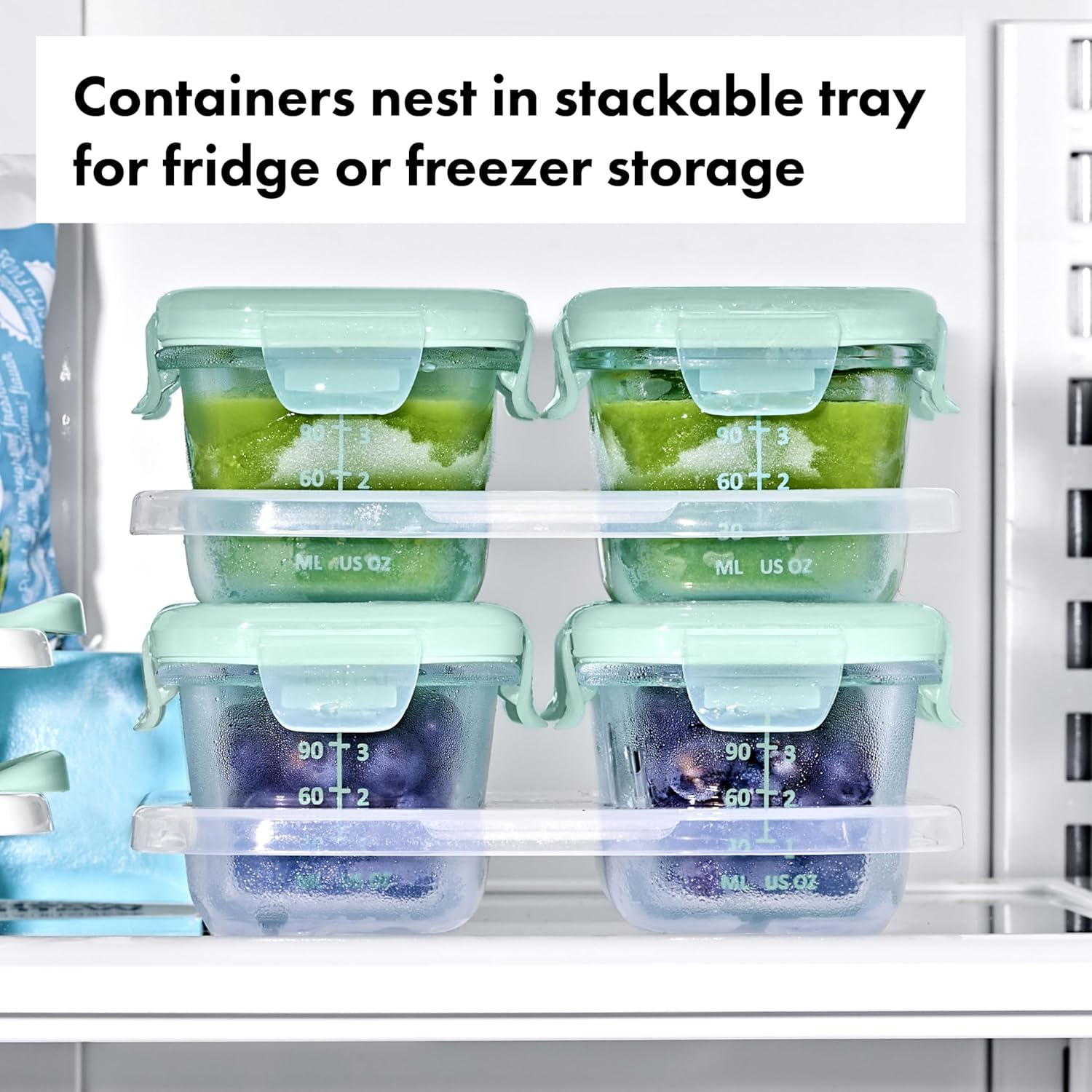 OXO Tot Glass Food Storage Containers 4 oz Opal