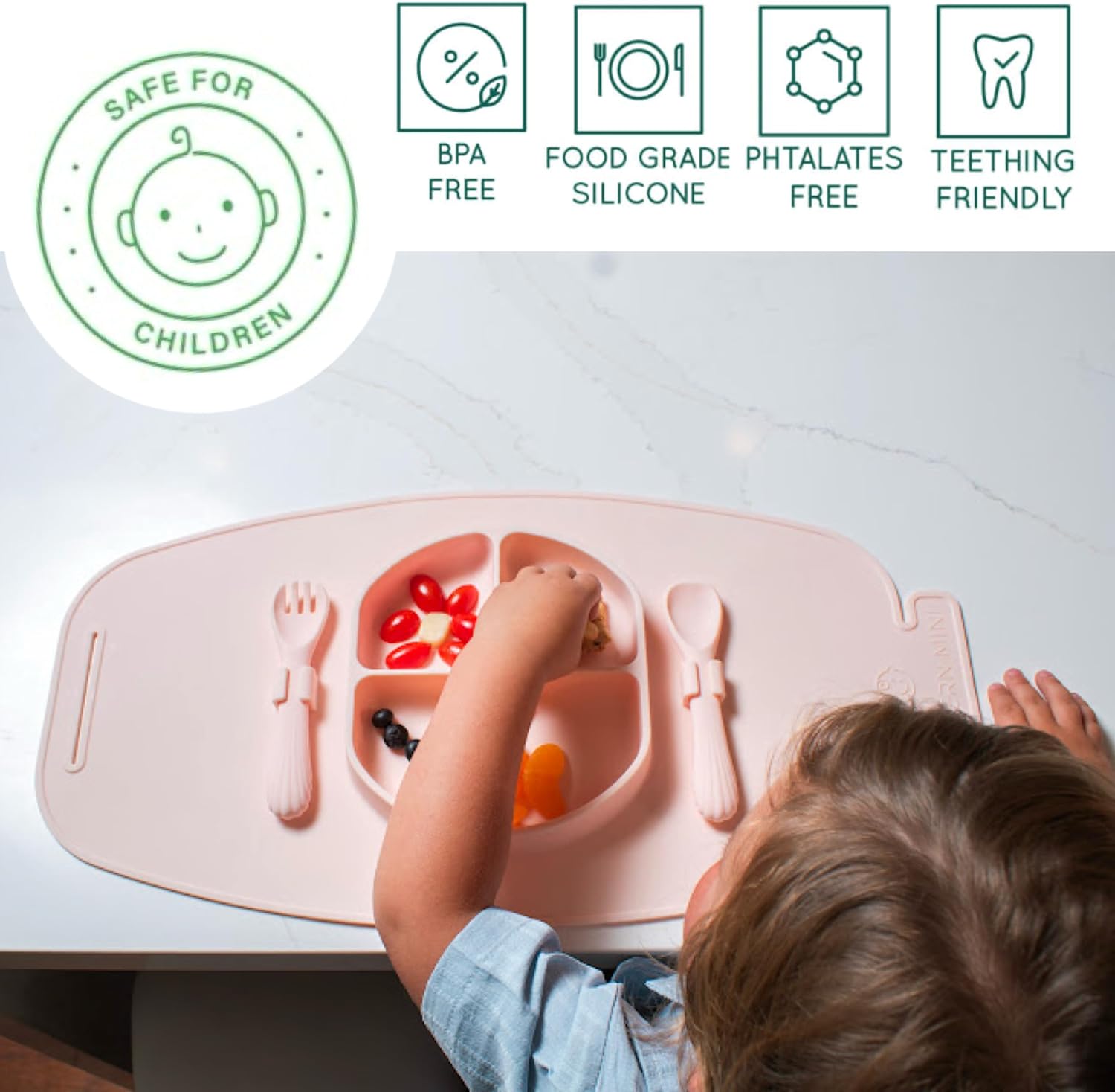 Modern Mini Silicone Suction Plate with Fork Spoon