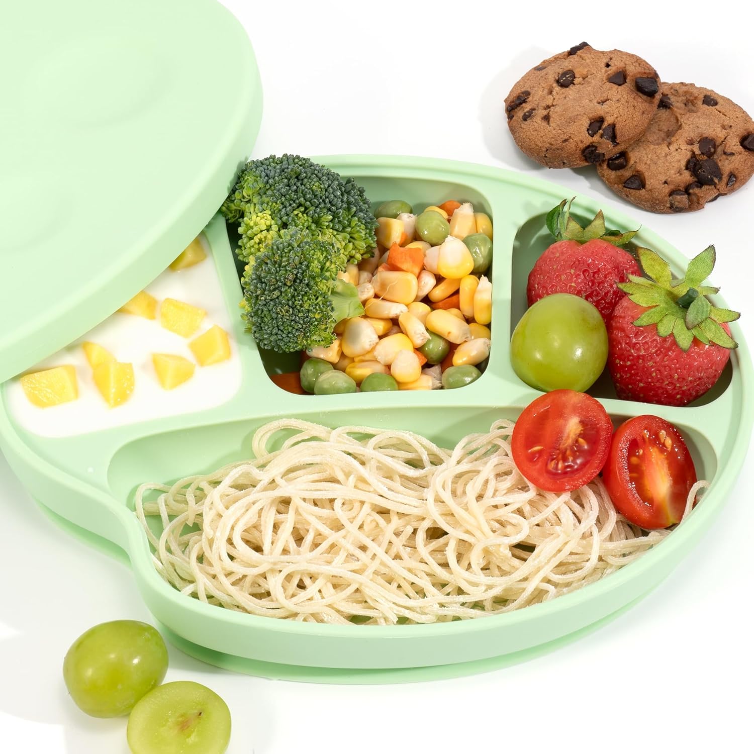 LiZhao Baby Suction Plates with Lids - Divided Design Toddler Plates