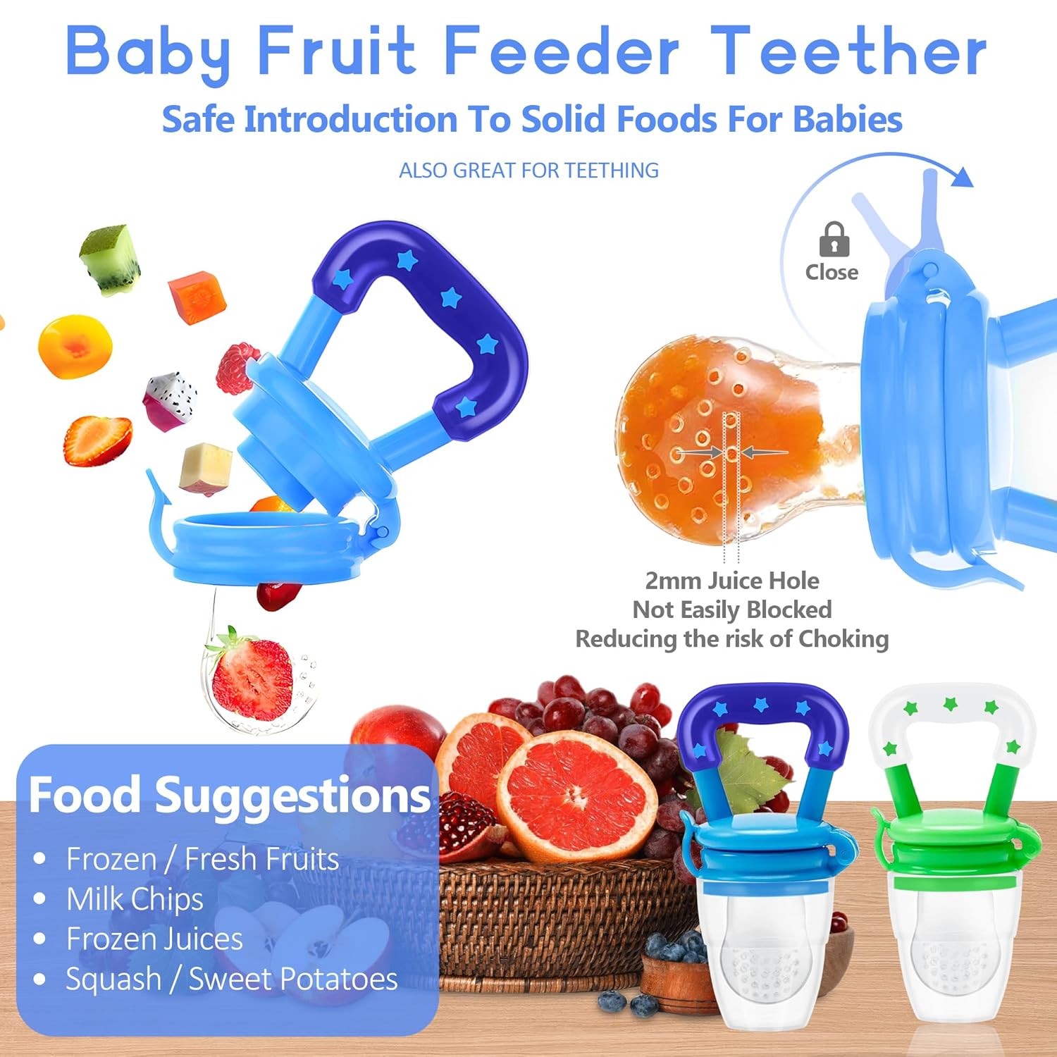 WAJIAYON 5 Pack Baby Fruit Feeder Pacifier with Spoon