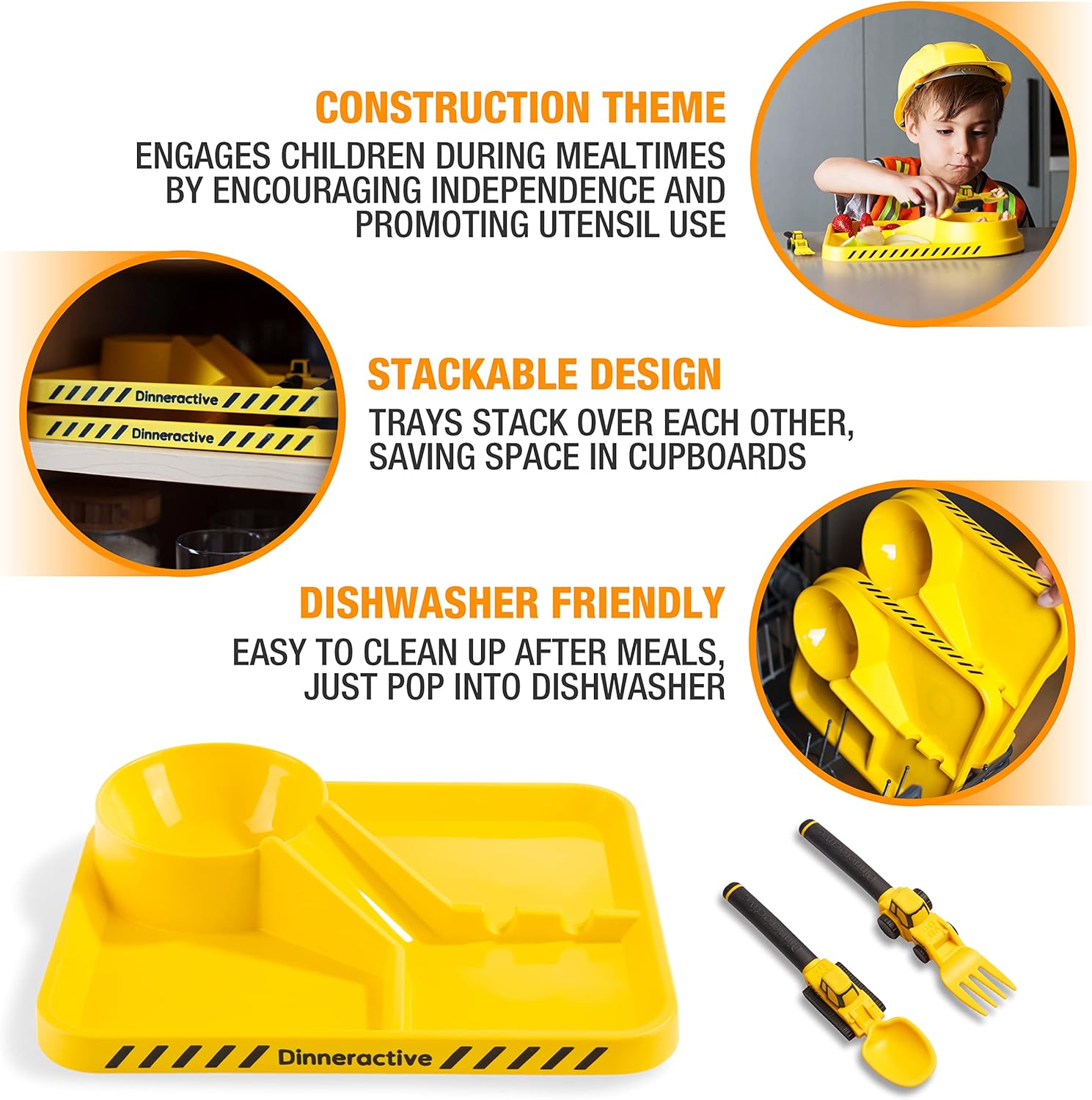 Construction Themed Toddler Plate Set - 3 Piece