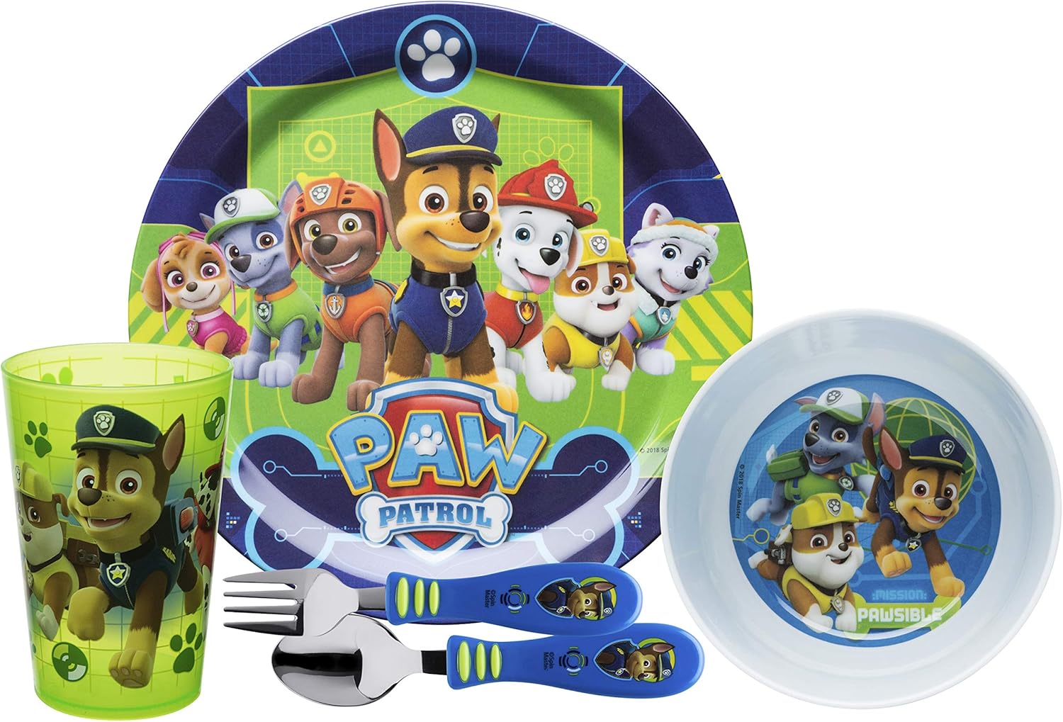 PAW Patrol 5-Piece Dinnerware Set for Kids Ages 3 1