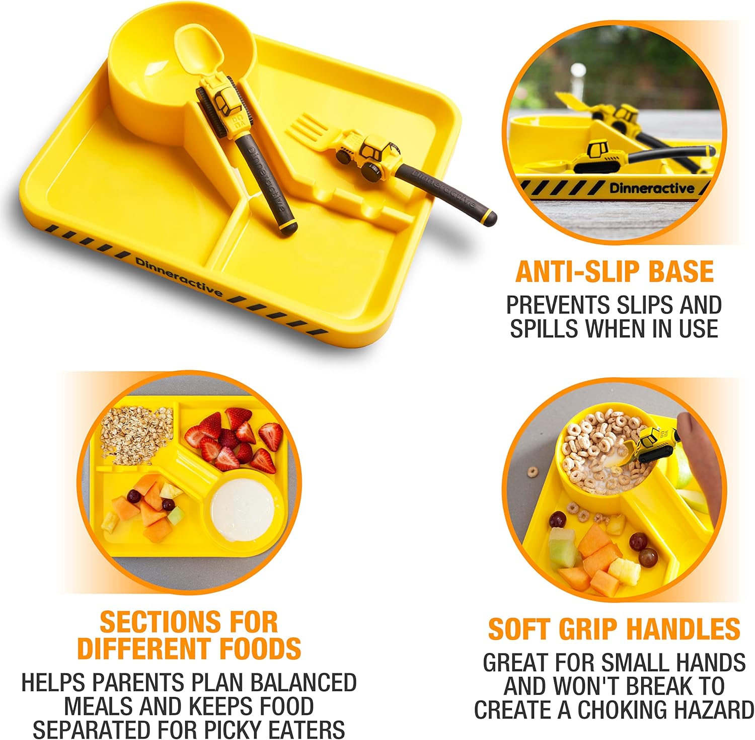 Construction Themed Toddler Plate Set - 3 Piece