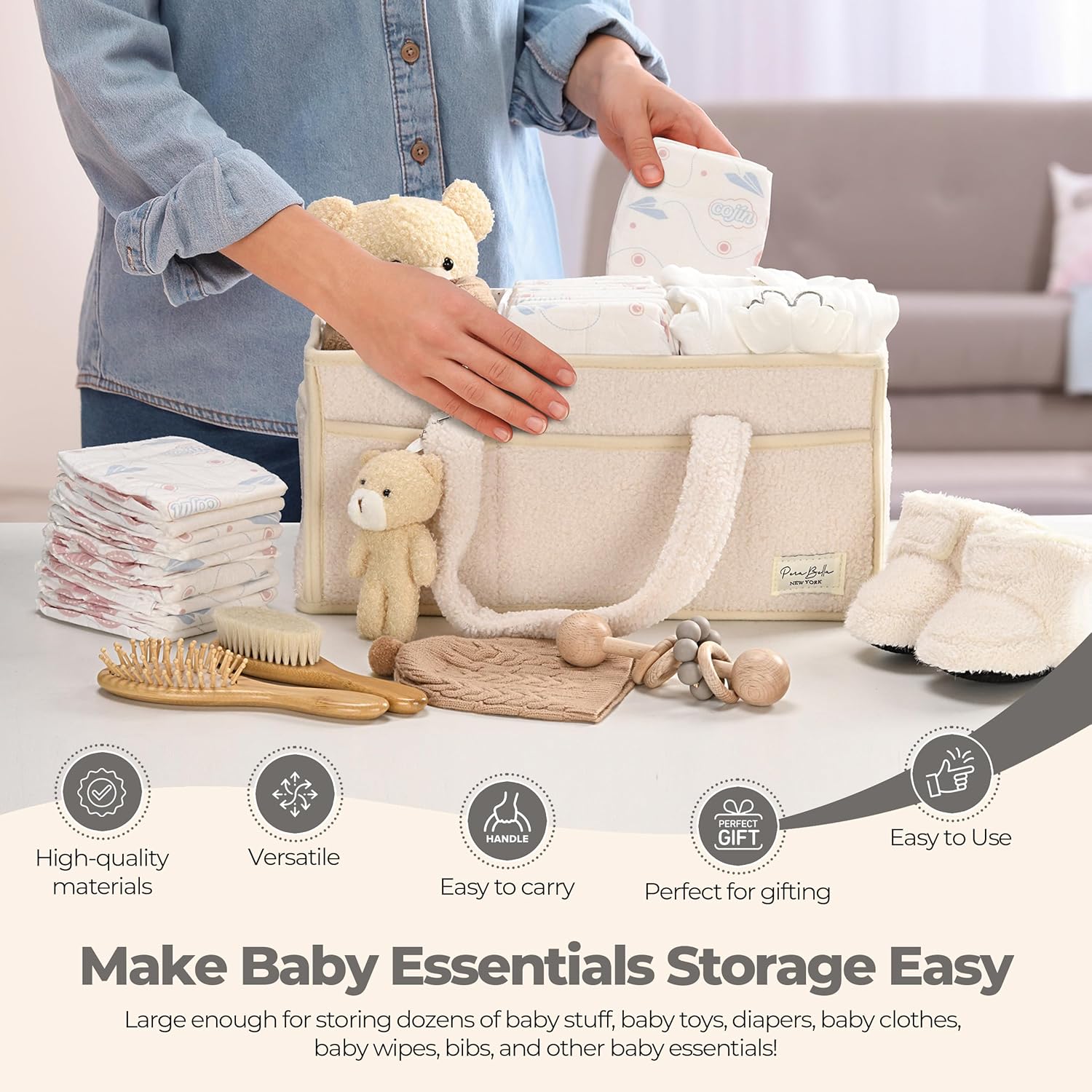 PeraBella Diaper Caddy Organizer - Changing Table Car Caddy for Baby Essentials