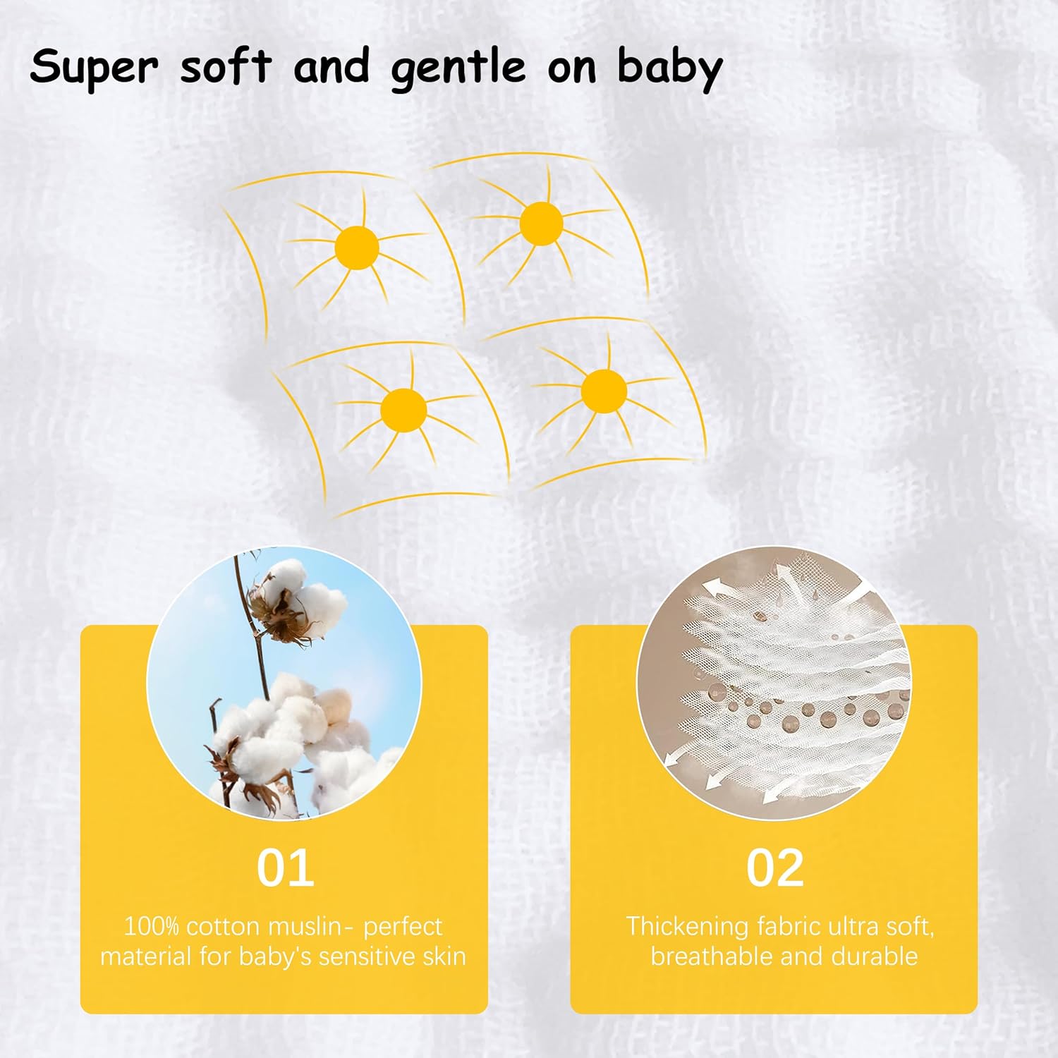 Lovely Care 12 Pack Muslin Burp Cloths 20x10 Inch