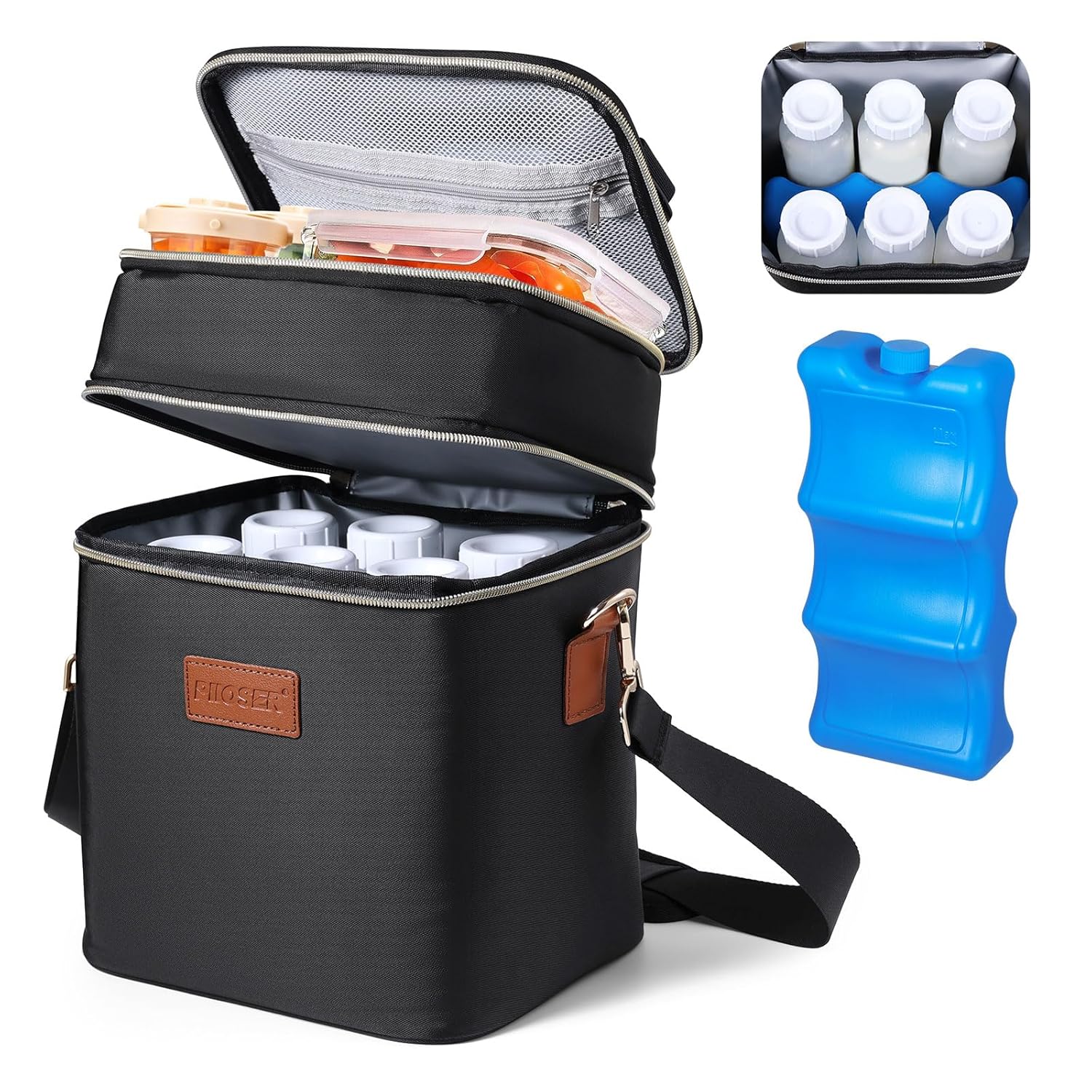 PIIOSER Insulated Breastmilk Cooler Bag with Ice Pack