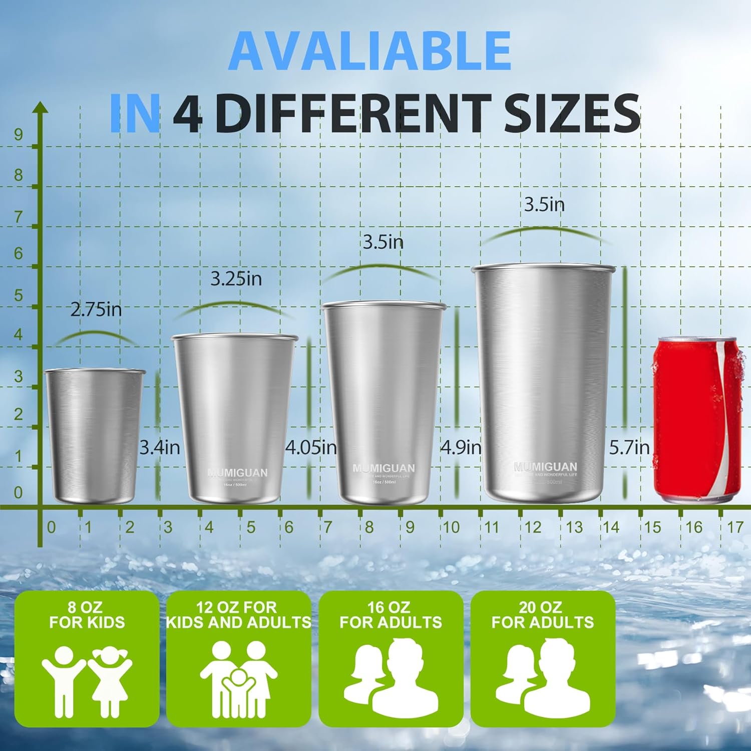 MUMIGUAN 8oz Stainless Steel Kids Cups 4 Pack 1