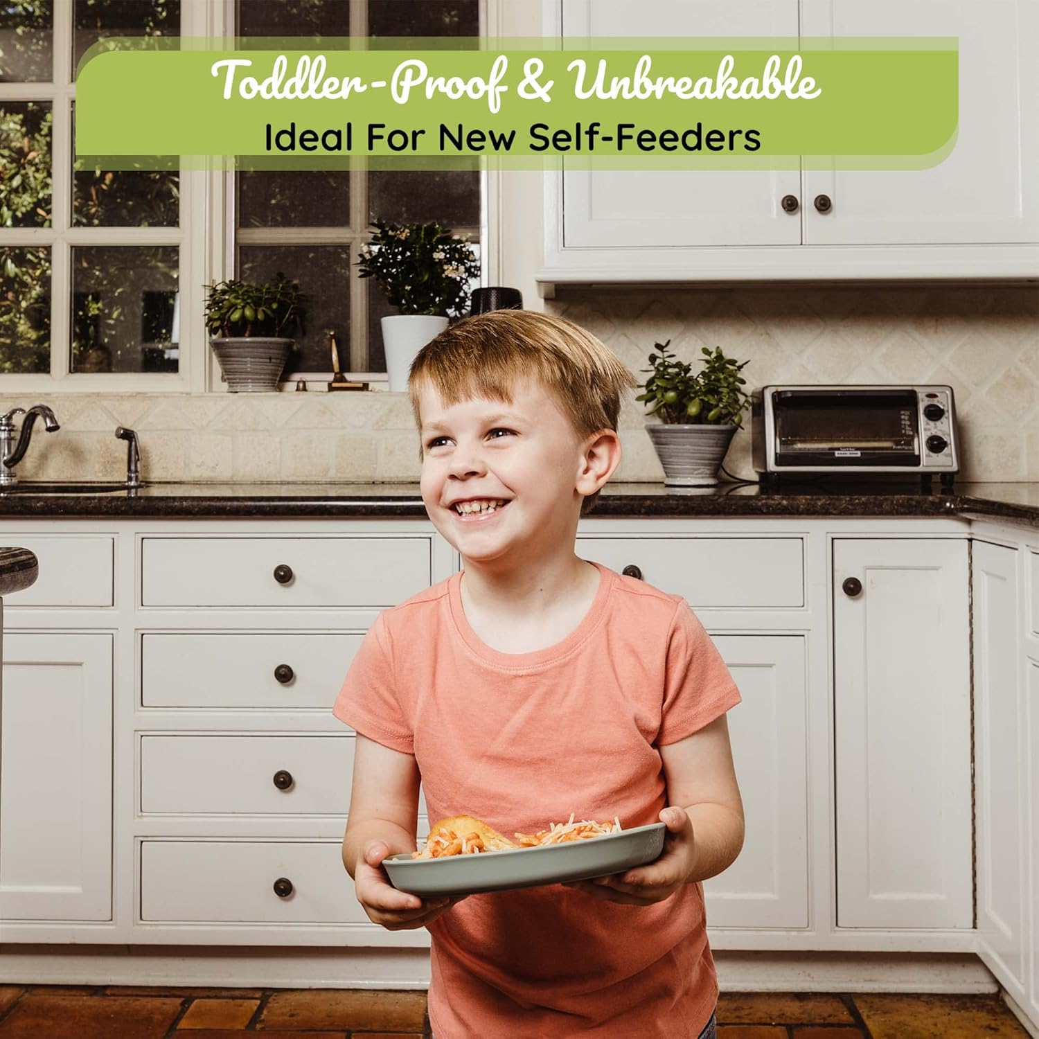 WeeSprout Toddler Plates with Lids 3 Pack