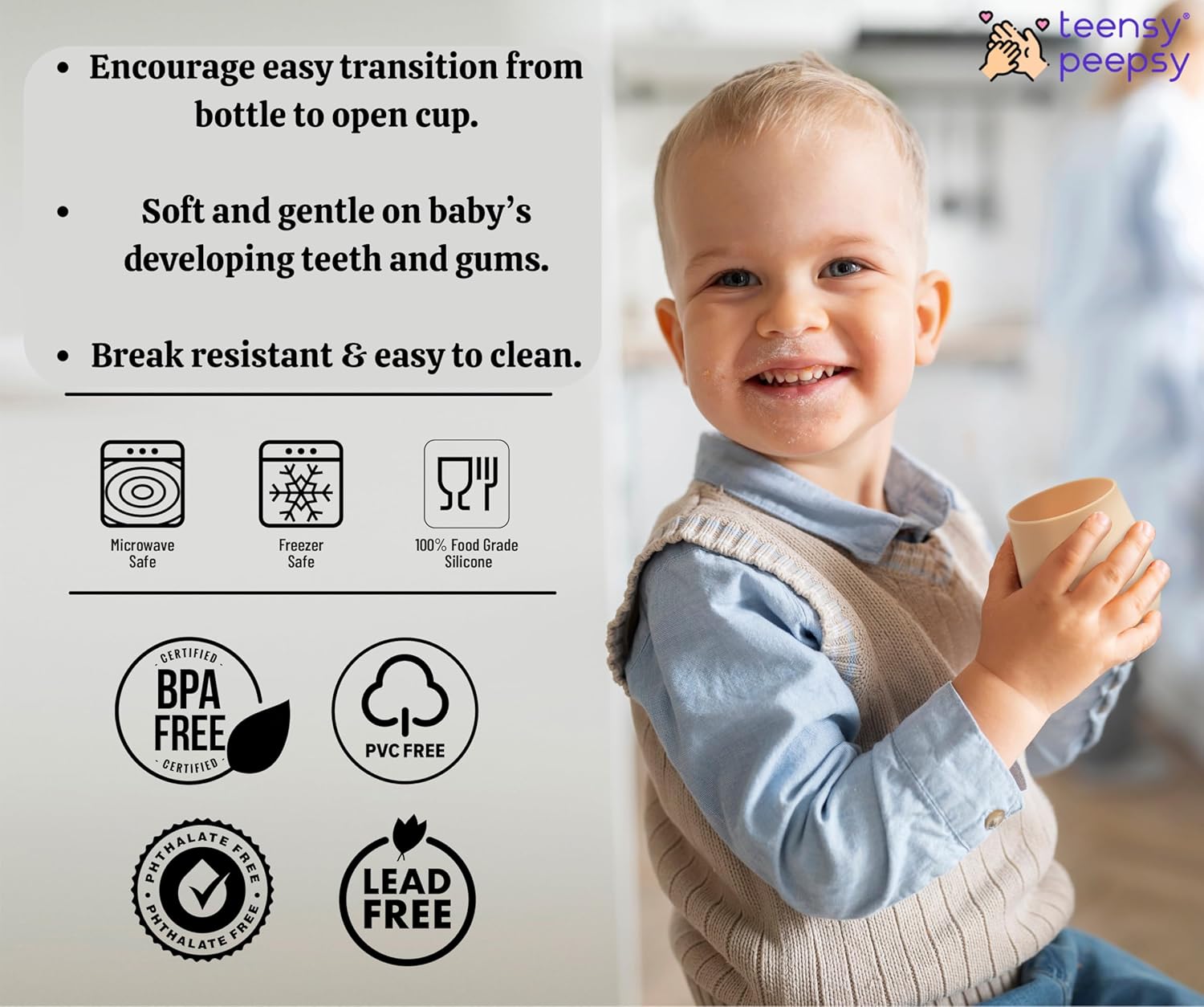 Tiny Cup for Baby 4 Months 2oz Shatterproof Open Cup Set