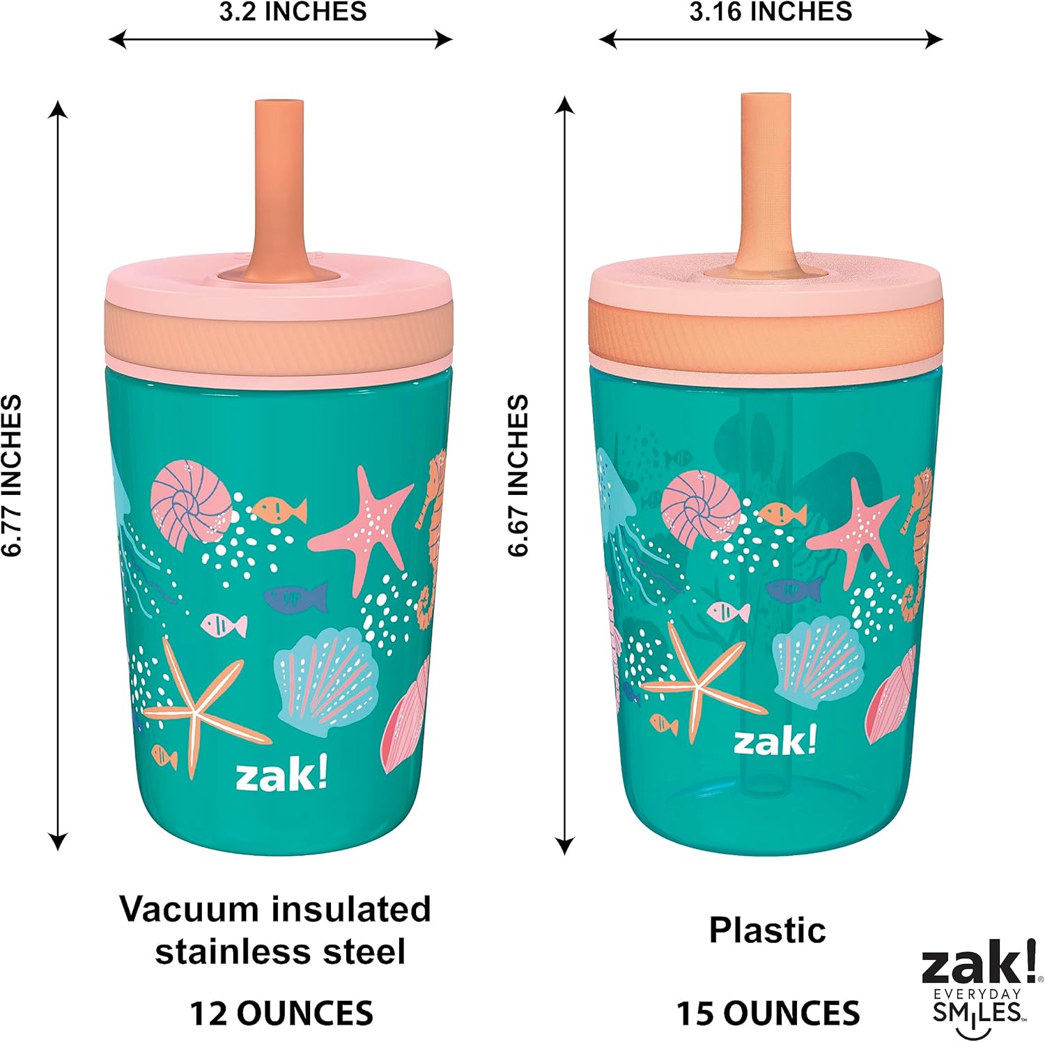 Zak Designs Shells Kelso Tumbler Set 3pc