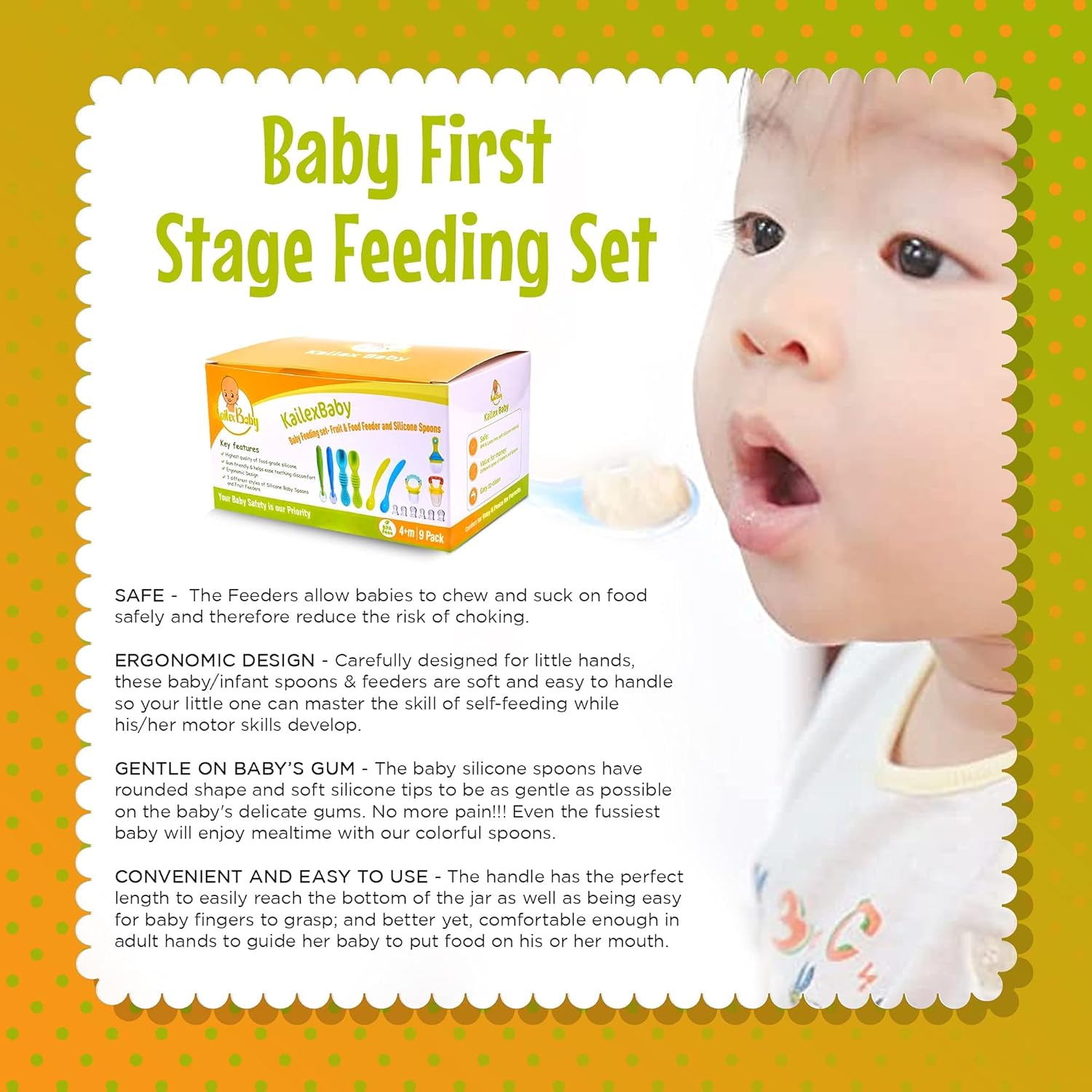 KAILEXBABY Baby Food Feeder with 18pcs Silicone Spoons