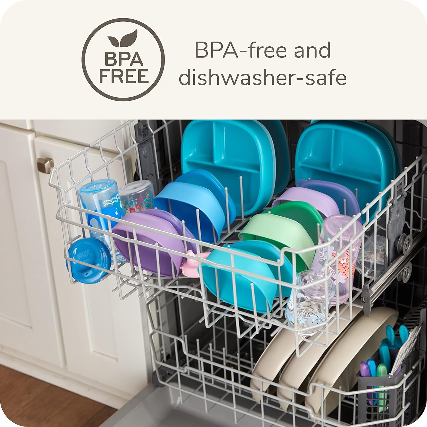 NUK Nature Suction Plate and Lid BPA-Free Leak-Proof Dishwasher Safe 1