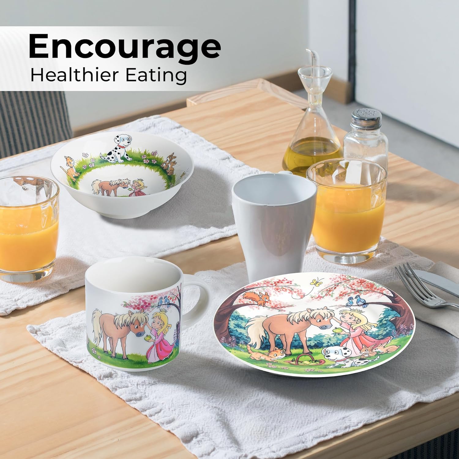 MIAMIO Set of 3 Kids Dinnerware Set - Princess Design