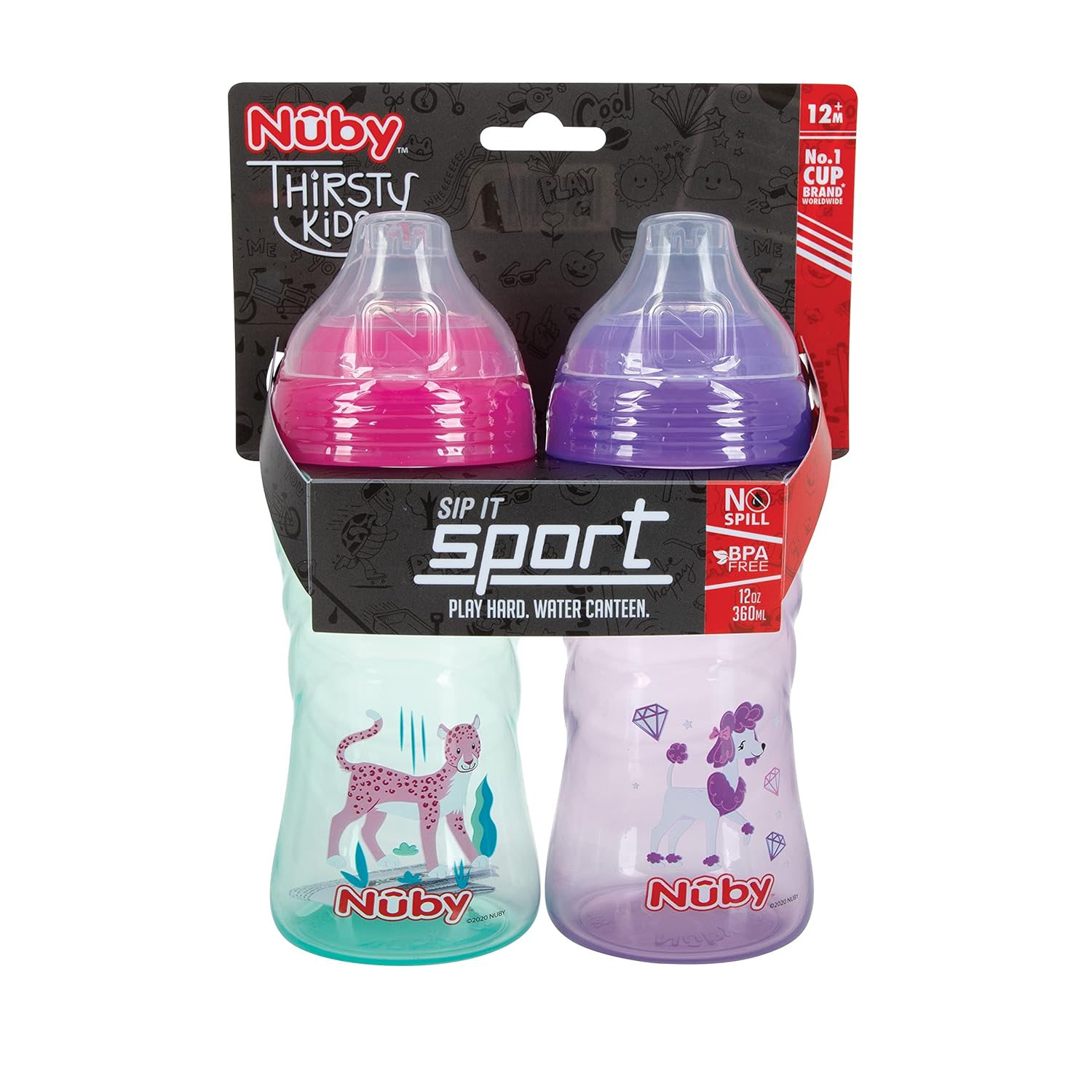 Nuby No-Spill Sip-it Sport Cup 2 Pack - 12oz 12 Months