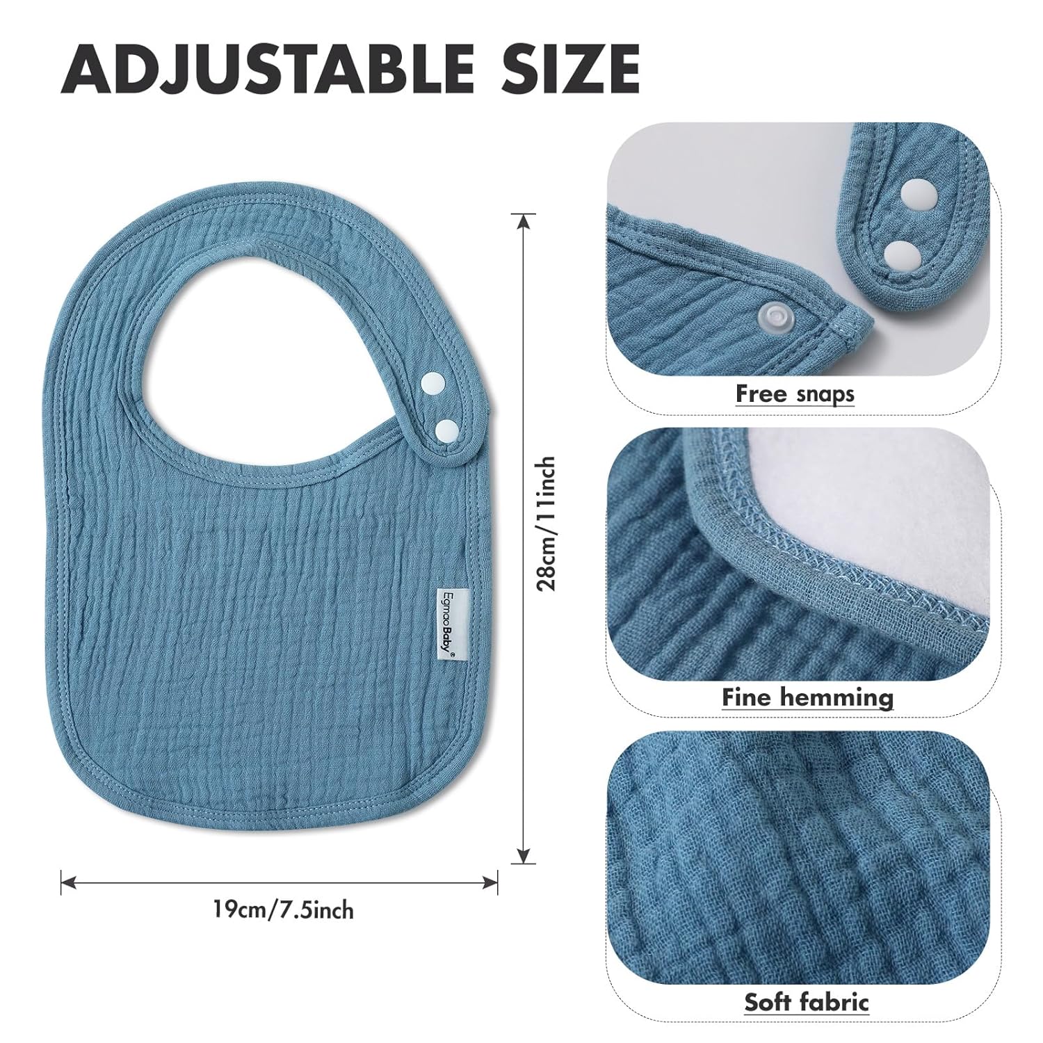 Organic Muslin Bibs 5 Pack for Baby Boys Girls 1