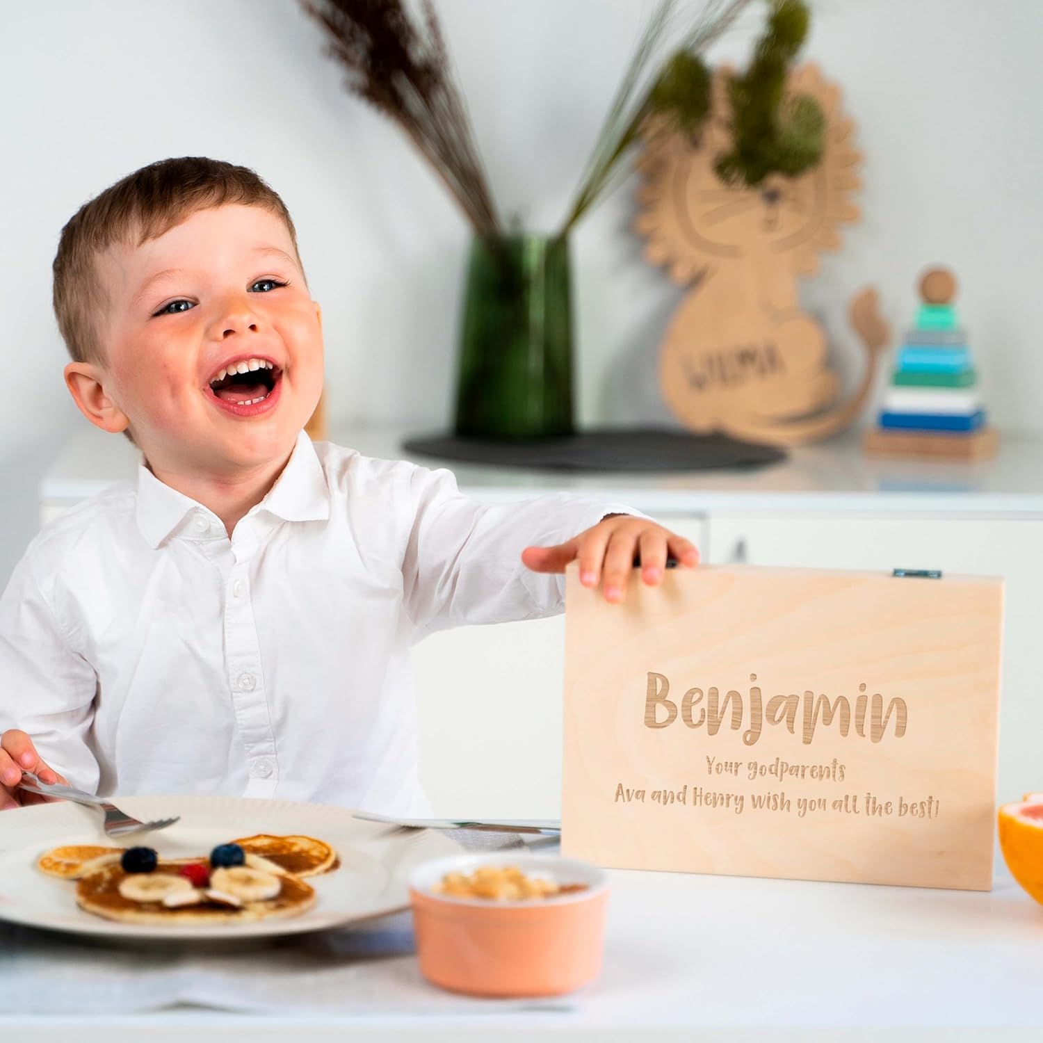 Personalized Wooden Flatware Set for Kids - Engraved with Name