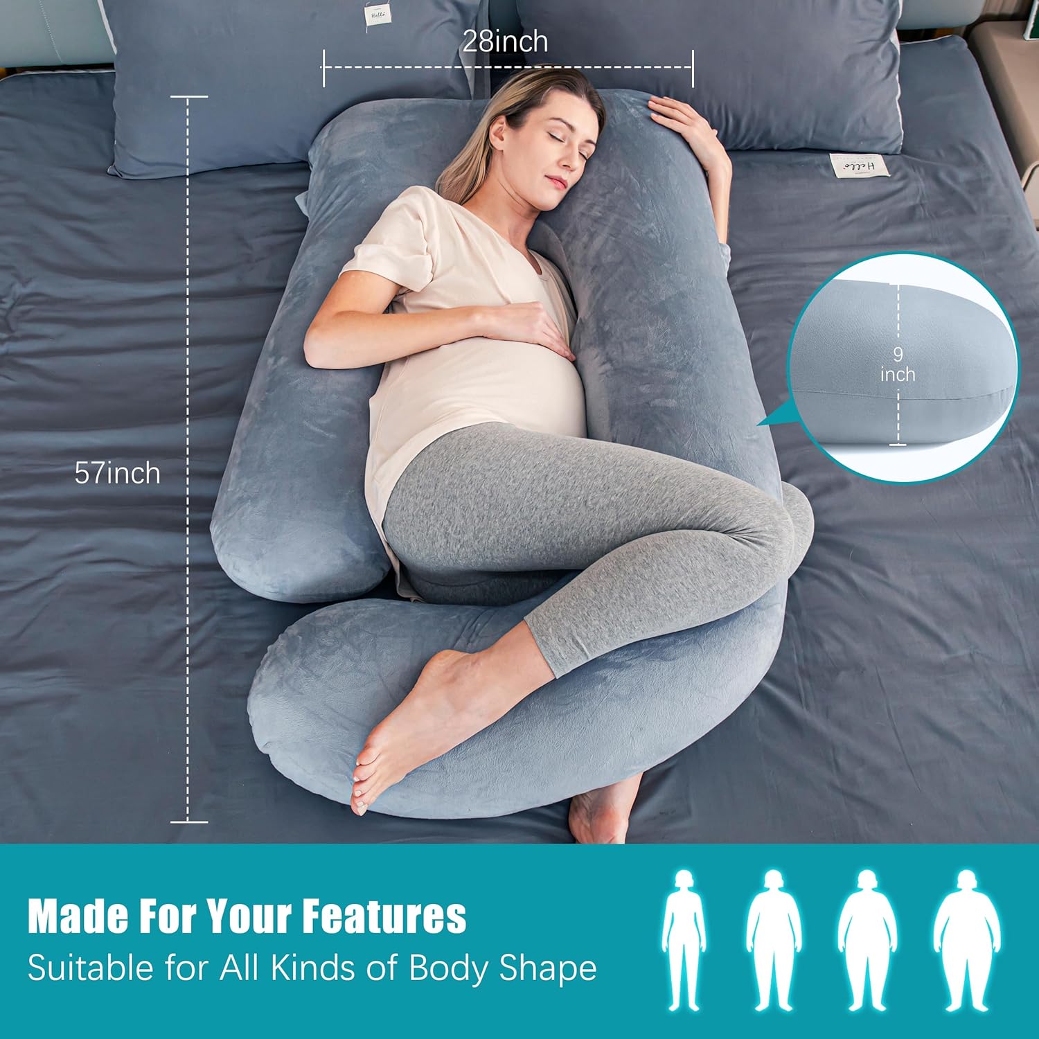 Cute Castle Pregnancy Pillow - 57 Inch U-Shape Comfort Pillow