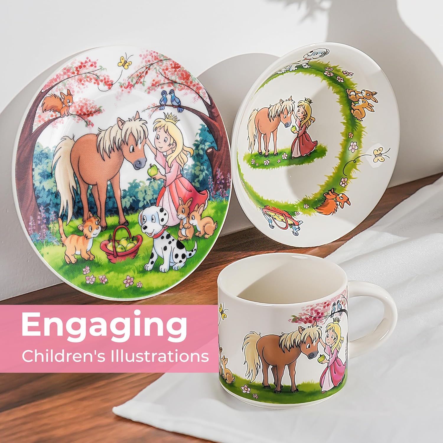 MIAMIO Set of 3 Kids Dinnerware Set - Princess Design