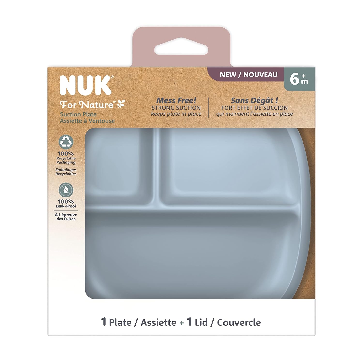 NUK Nature Suction Plate and Lid BPA-Free Leak-Proof Dishwasher Safe 1