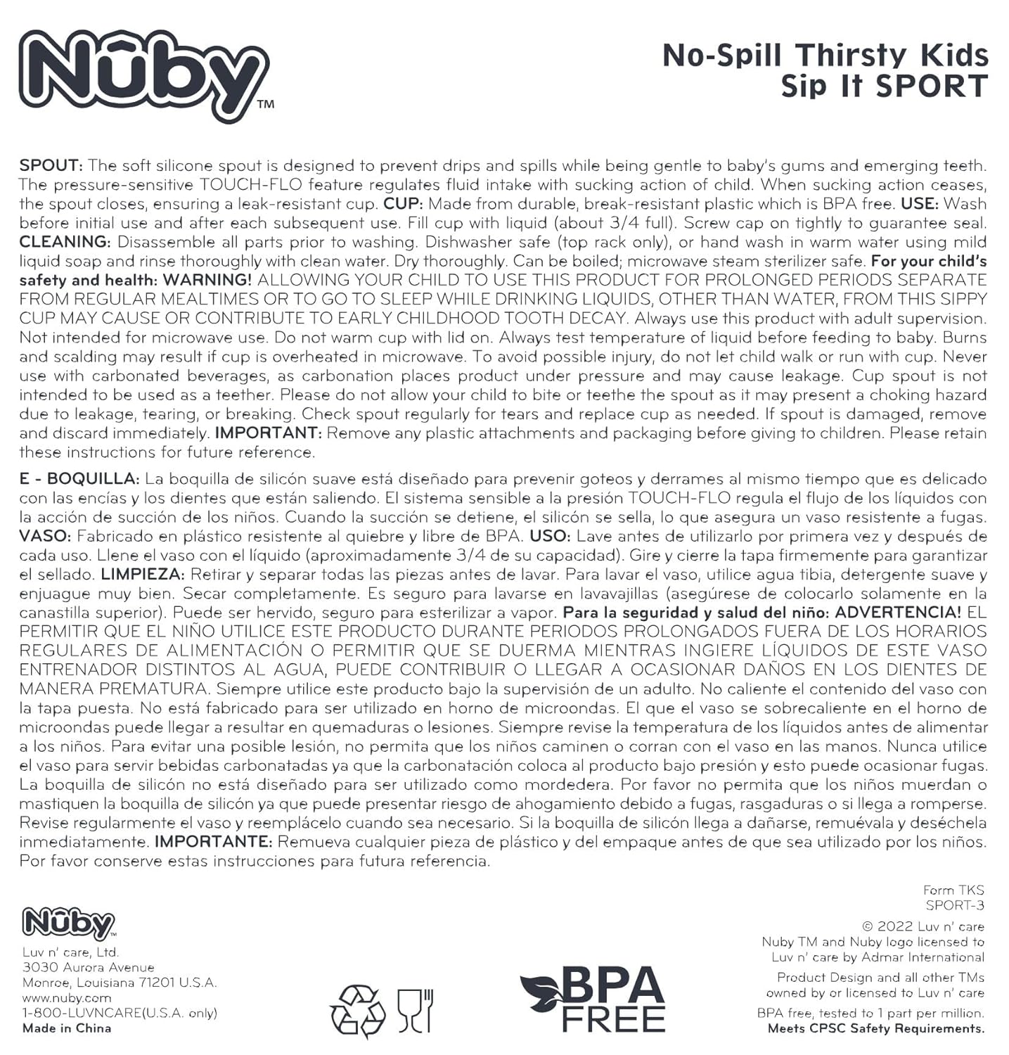 Nuby No-Spill Sip-it Sport Cup 2 Pack - 12oz 12 Months
