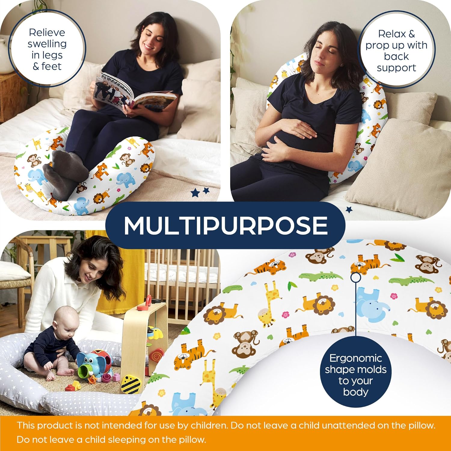 Niimo XXL Pregnancy Pillow - 2022 Platinum Winner 100 Cotton Machine-Washable