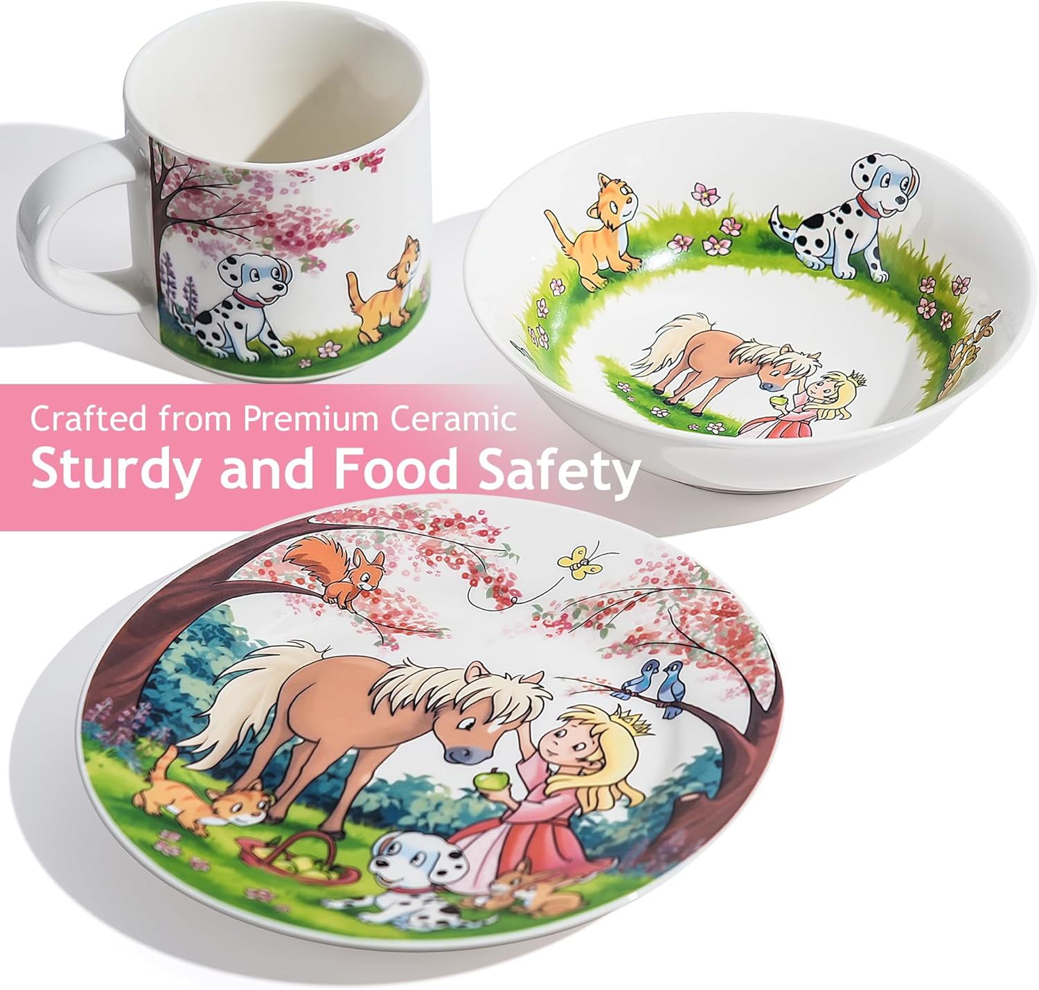 MIAMIO Set of 3 Kids Dinnerware Set - Princess Design