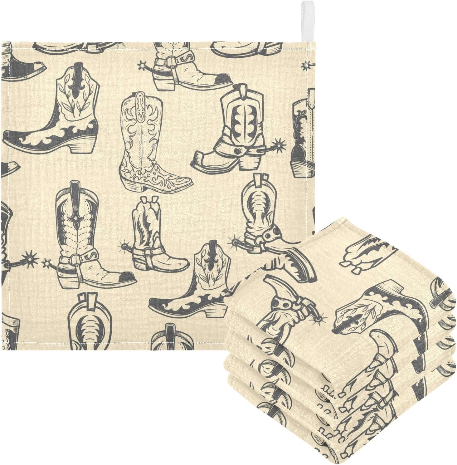 CUPADA Cowboy Boots Baby Muslin Washcloths 3 Pack