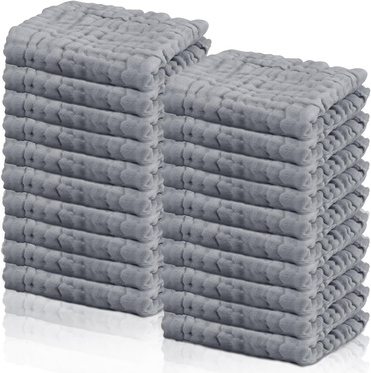 Breling 20 Pcs Muslin Washcloth Set Gray