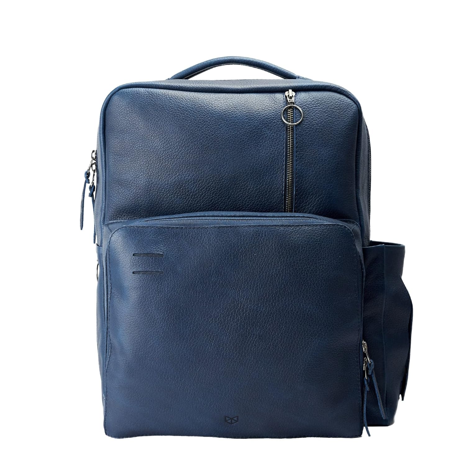 Capra Leather Blue Diaper Bag Backpack Multi Functional with Changing Pad