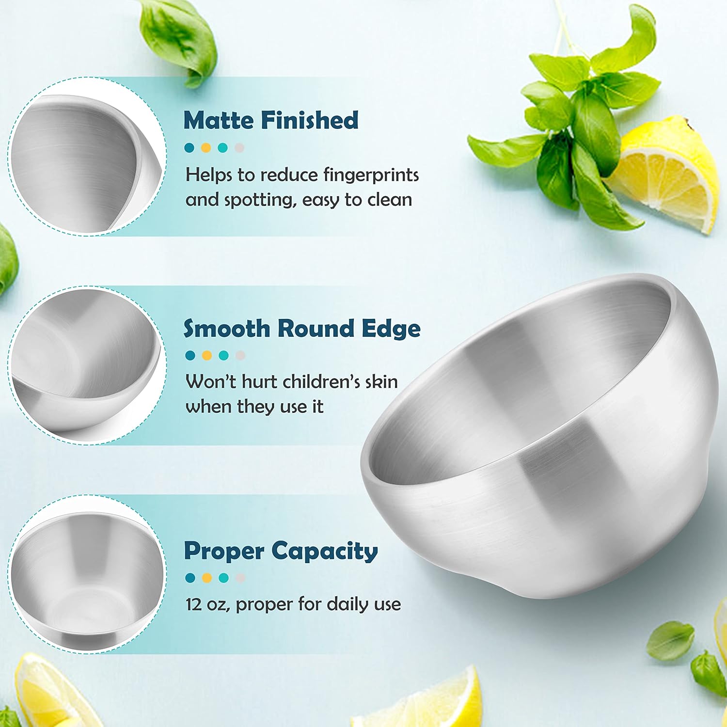 HaWare 6-Piece Stainless Steel Toddler Bowls