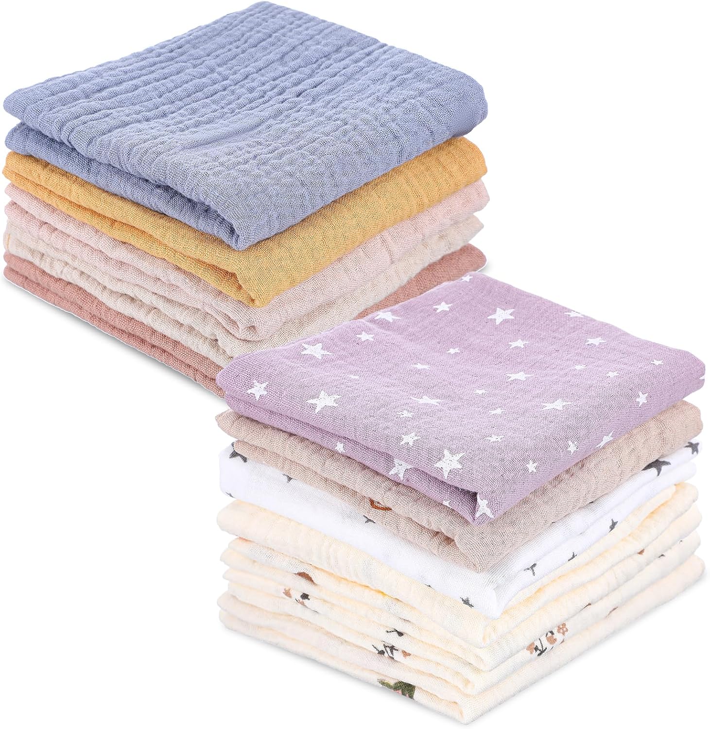12Pcs Baby Muslin Washcloths Set for Newborn and Kids
