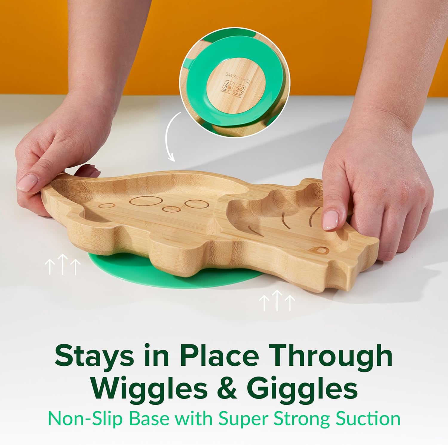 Bamboo Divided Suction Plates for Baby - Dinosaur 1